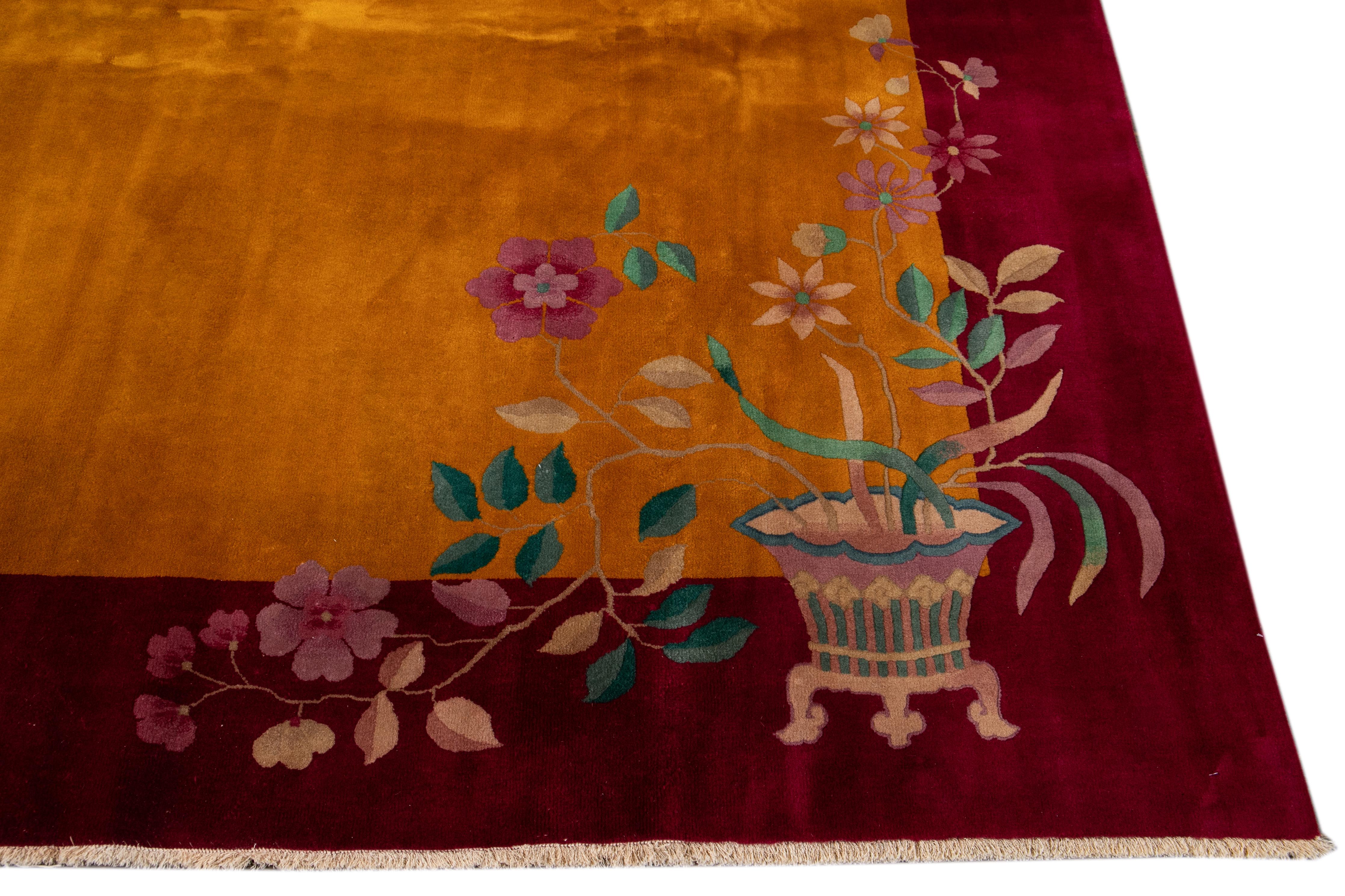Antiguo Godenrod Art Deco Alfombra china de lana 8 Ft 8 In X 11 Ft 5 In. en venta 6