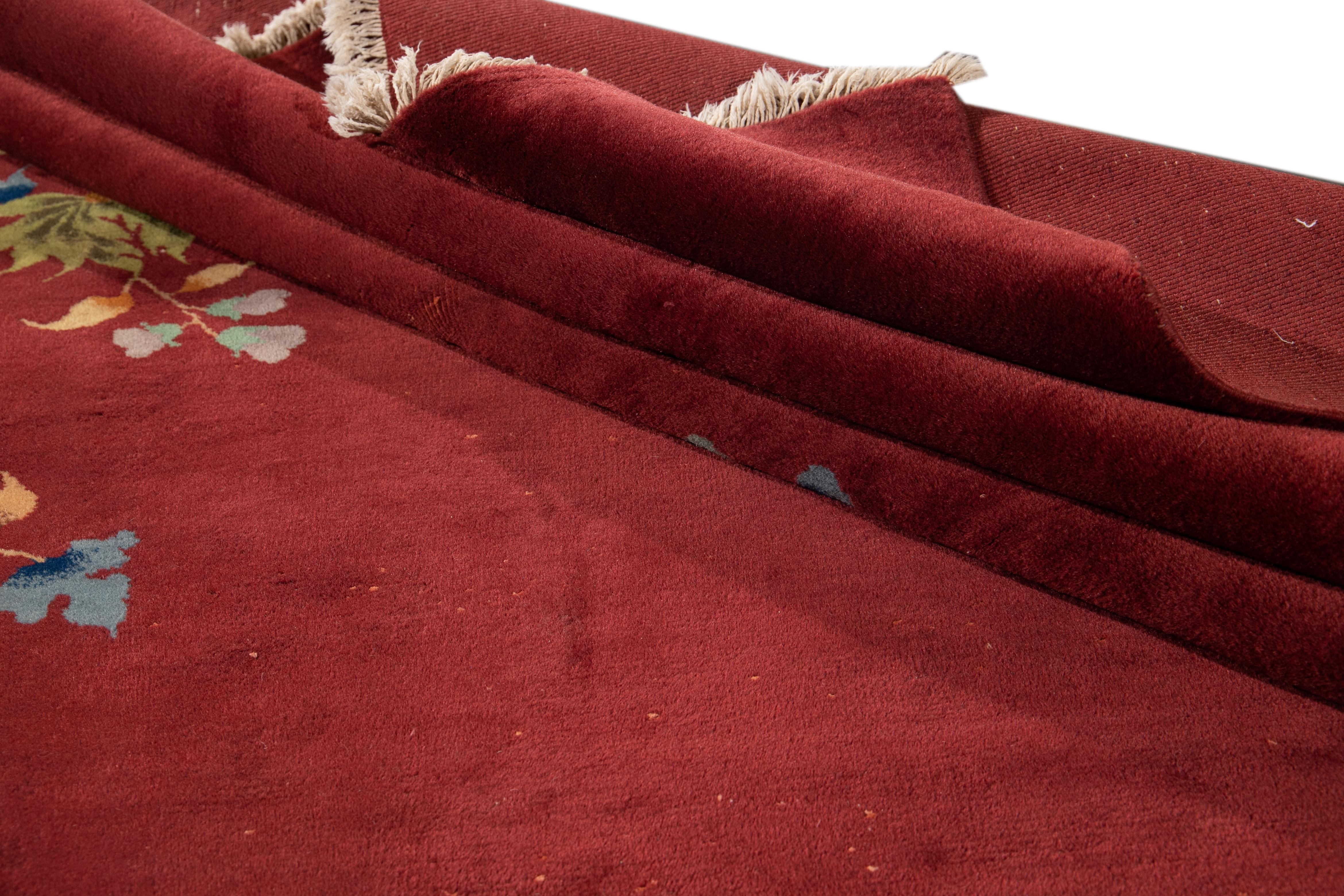 Antike Art Deco Chinesisch Wolle Teppich 8 Ft 9 In X 14 Ft. (20. Jahrhundert) im Angebot