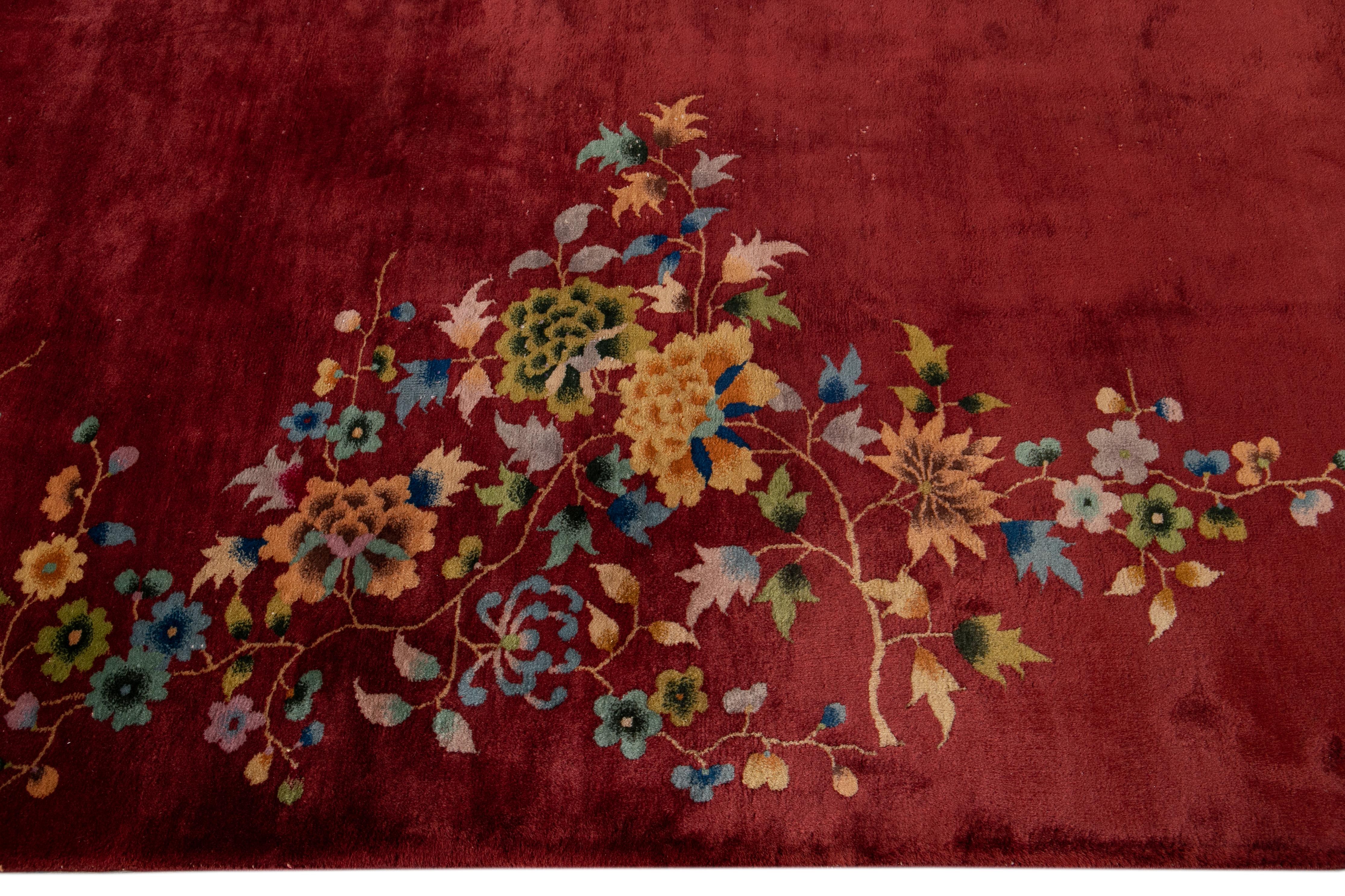 Antike Art Deco Chinesisch Wolle Teppich 8 Ft 9 In X 14 Ft. im Angebot 3
