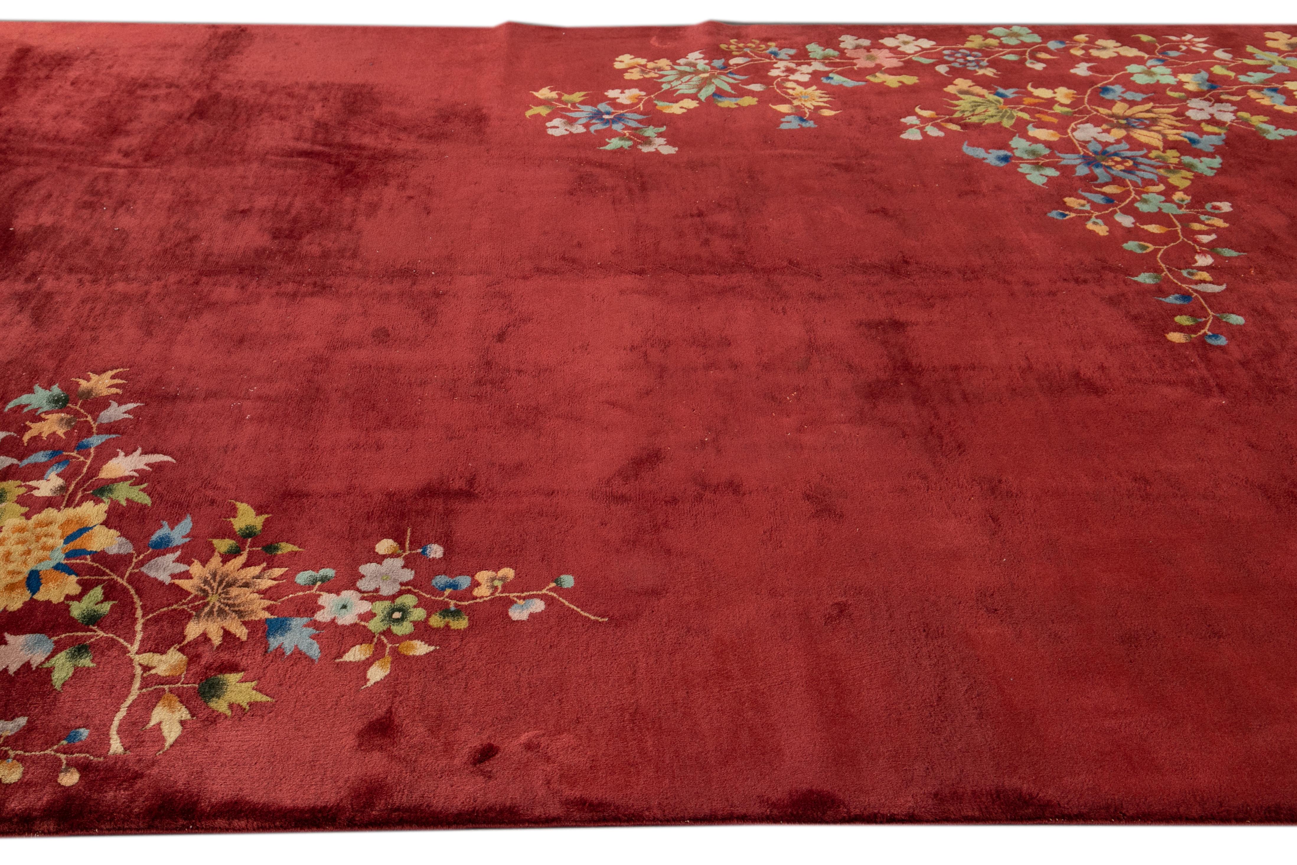 Antike Art Deco Chinesisch Wolle Teppich 8 Ft 9 In X 14 Ft. im Angebot 4