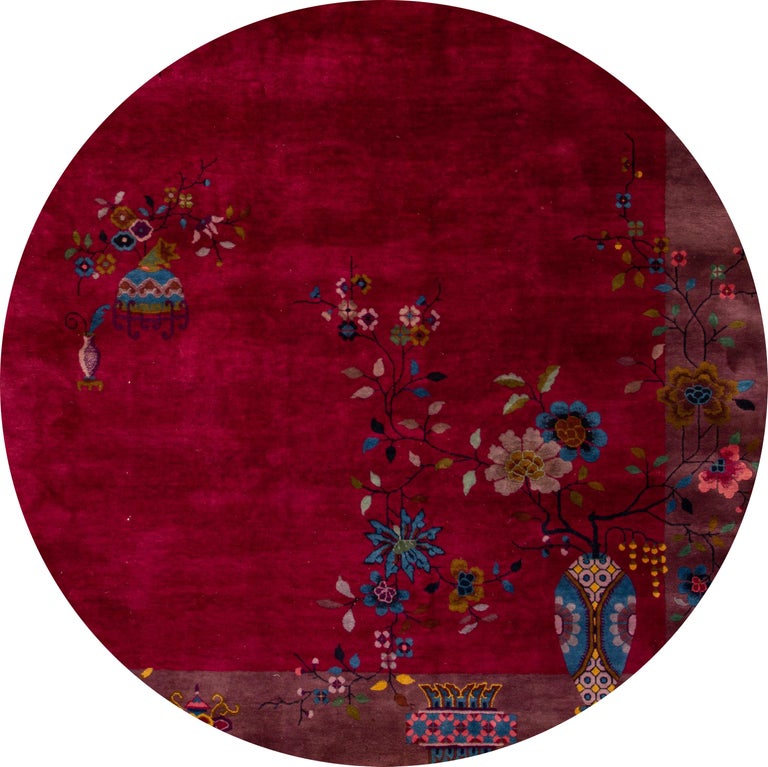 Antique Red Art Deco Chinese Wool Rug 8 Ft 10 In X 11 Ft 4 In. For Sale ...