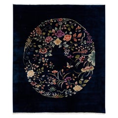 Antique Blue Art Deco Chinese Wool Rug 9 Ft 9 In X 11 Ft 5 In.