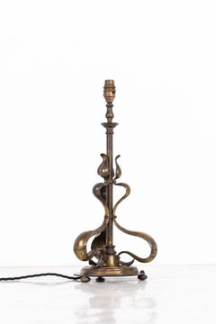 Early 20th Century Antique Arts 
Crafts Gilt Brass Desk Table Lamp, c.1910