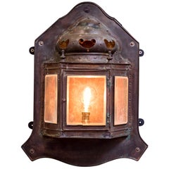 Early 20th Century Antique Arts & Crafts Lutyens Style Copper Wall Lantern Light