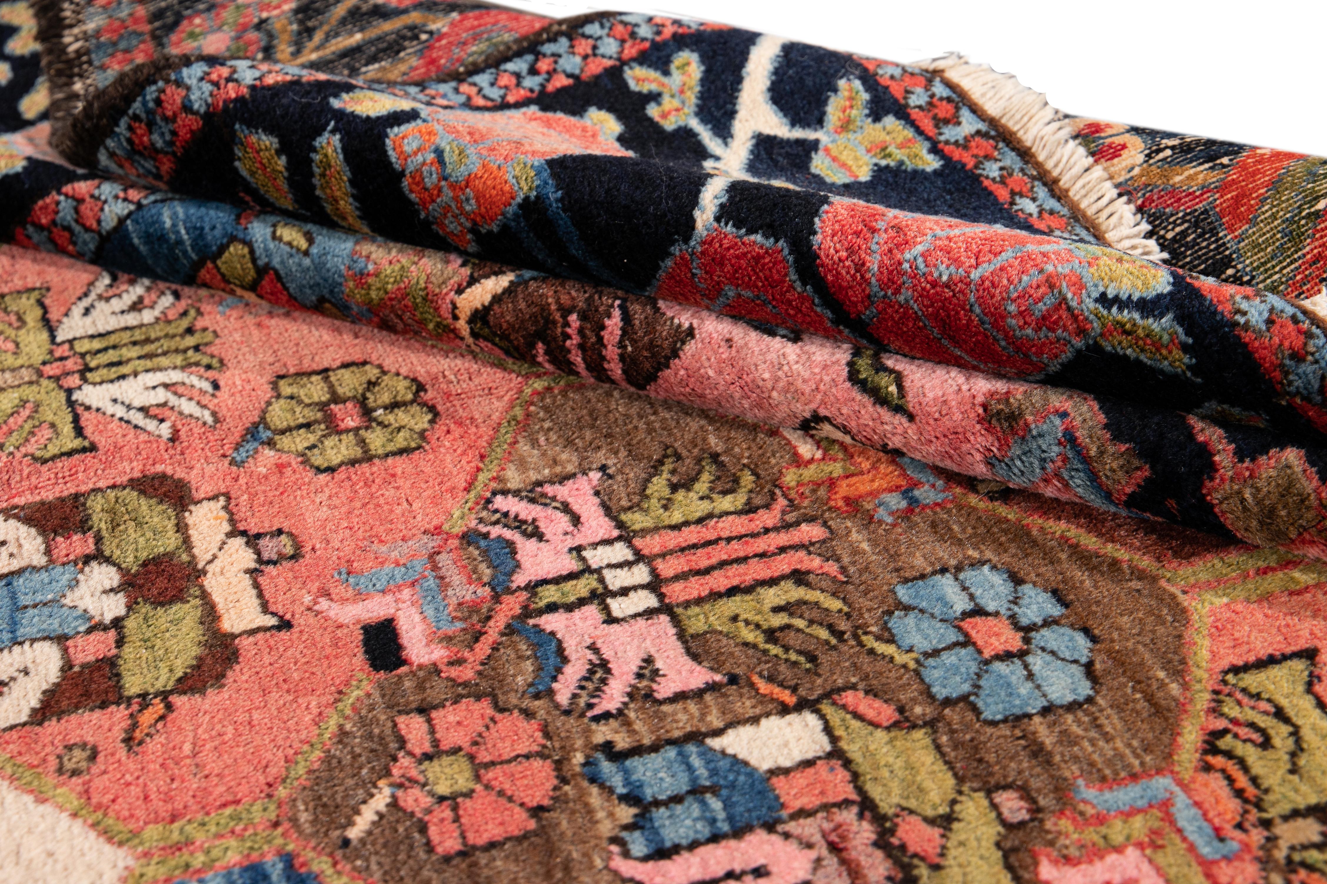 20th Century Antique Bakhtiani Handmade Multicolor Wool Rug For Sale 1