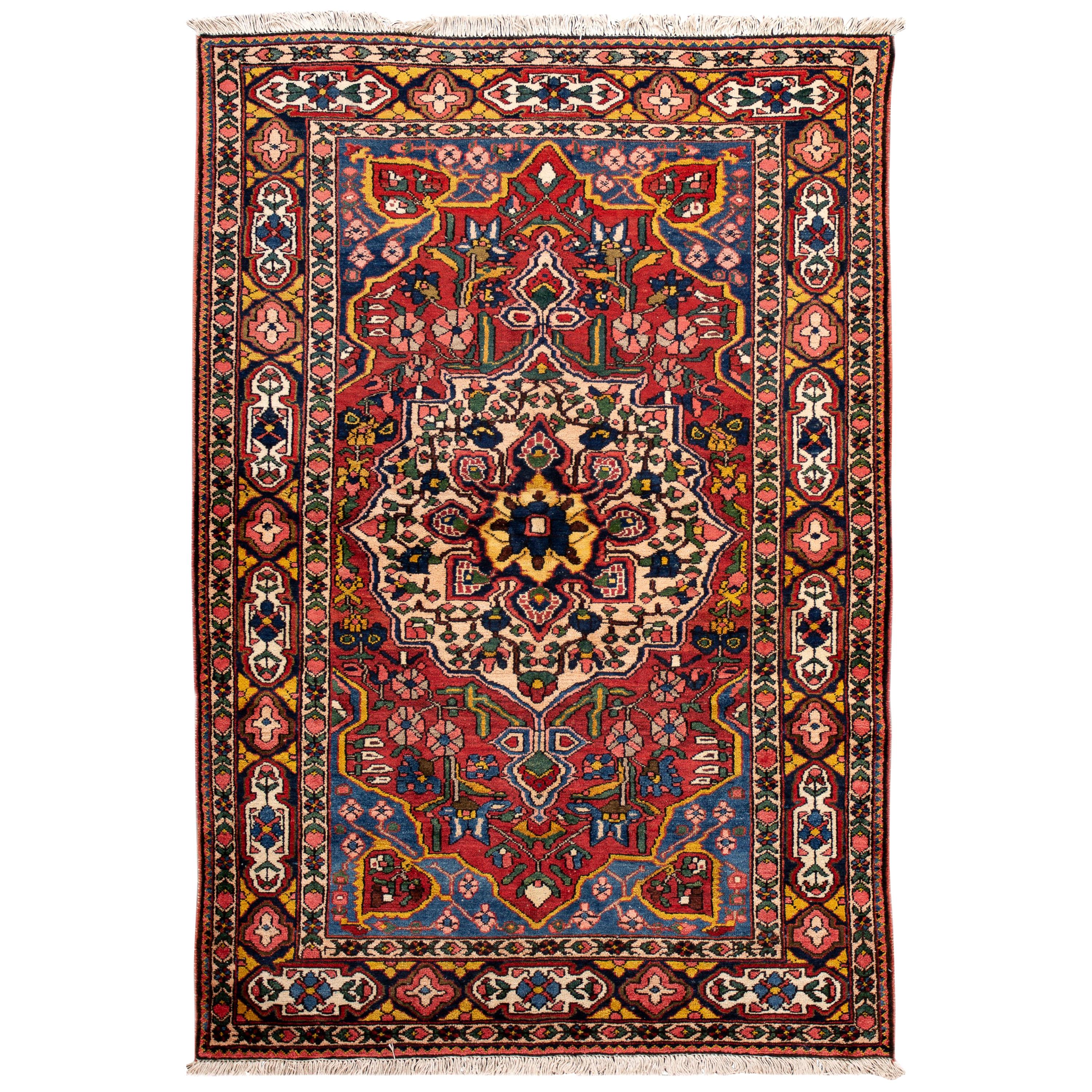 Early 20th Century Antique Bakhtiari Wool Rug