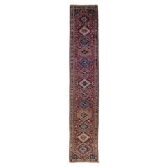Antique Bakhtiari Handmade Geometric Red Wool Runner