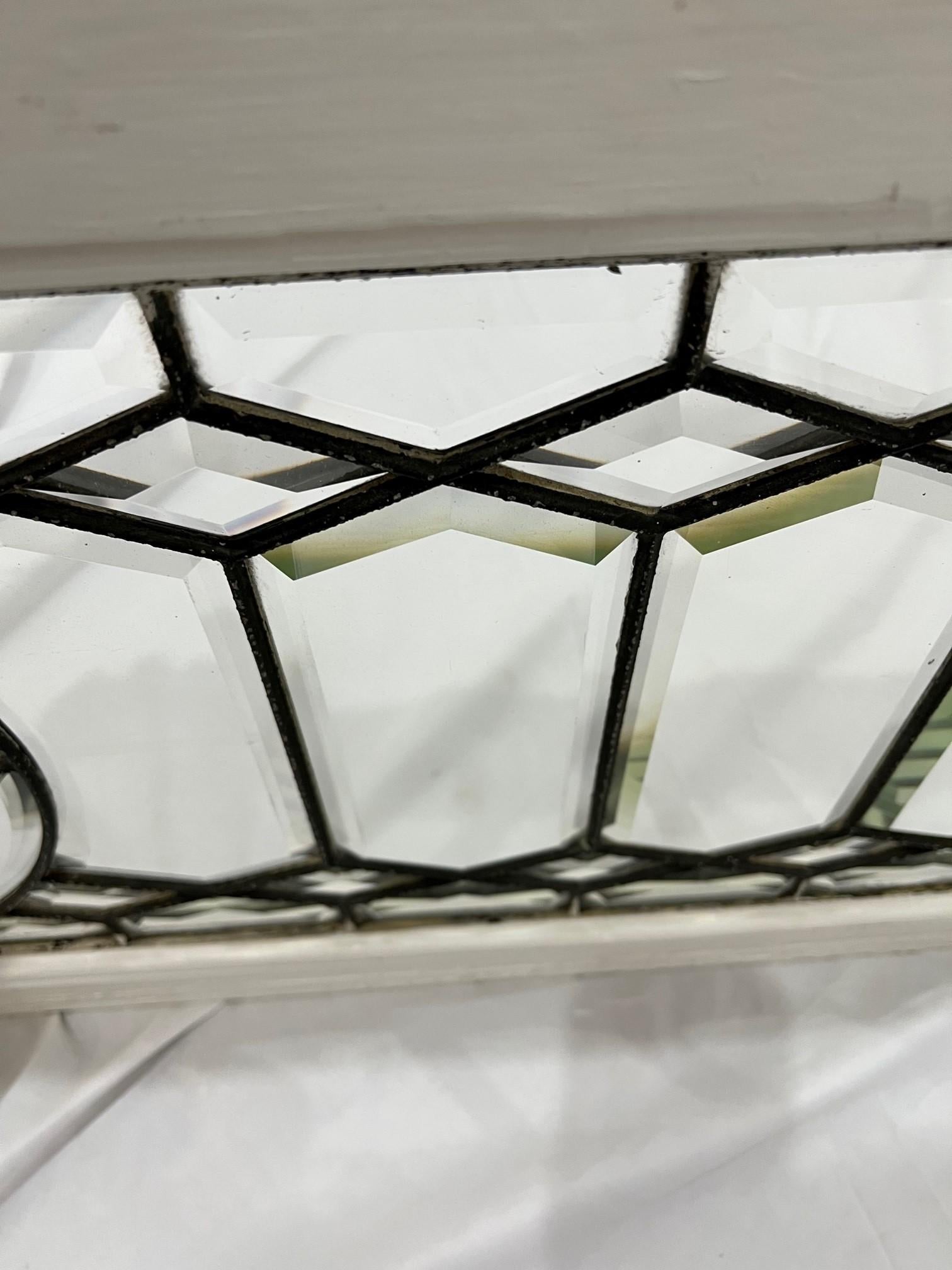Early 20th Century Antique Beveled Glass Transom Window in a Wood Frame For Sale 3