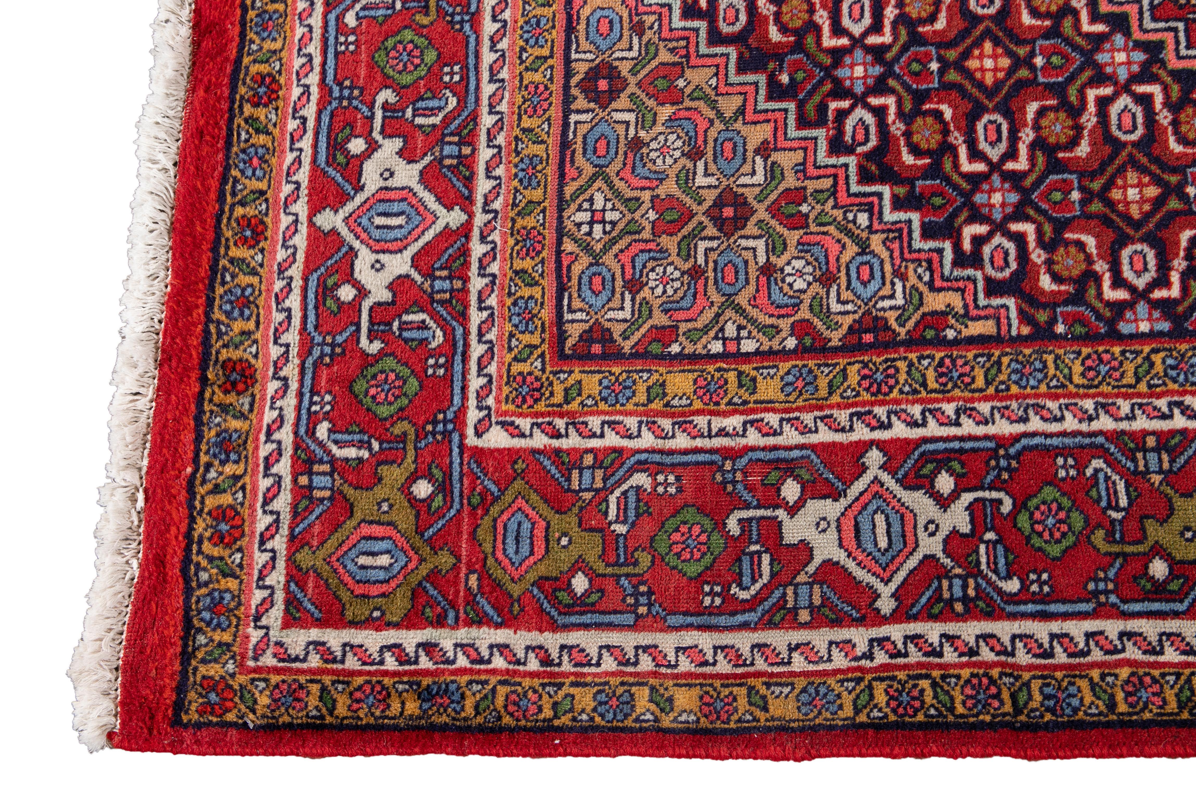 Hand-Knotted Early 20th Century Antique Bidjar Wool Rug For Sale