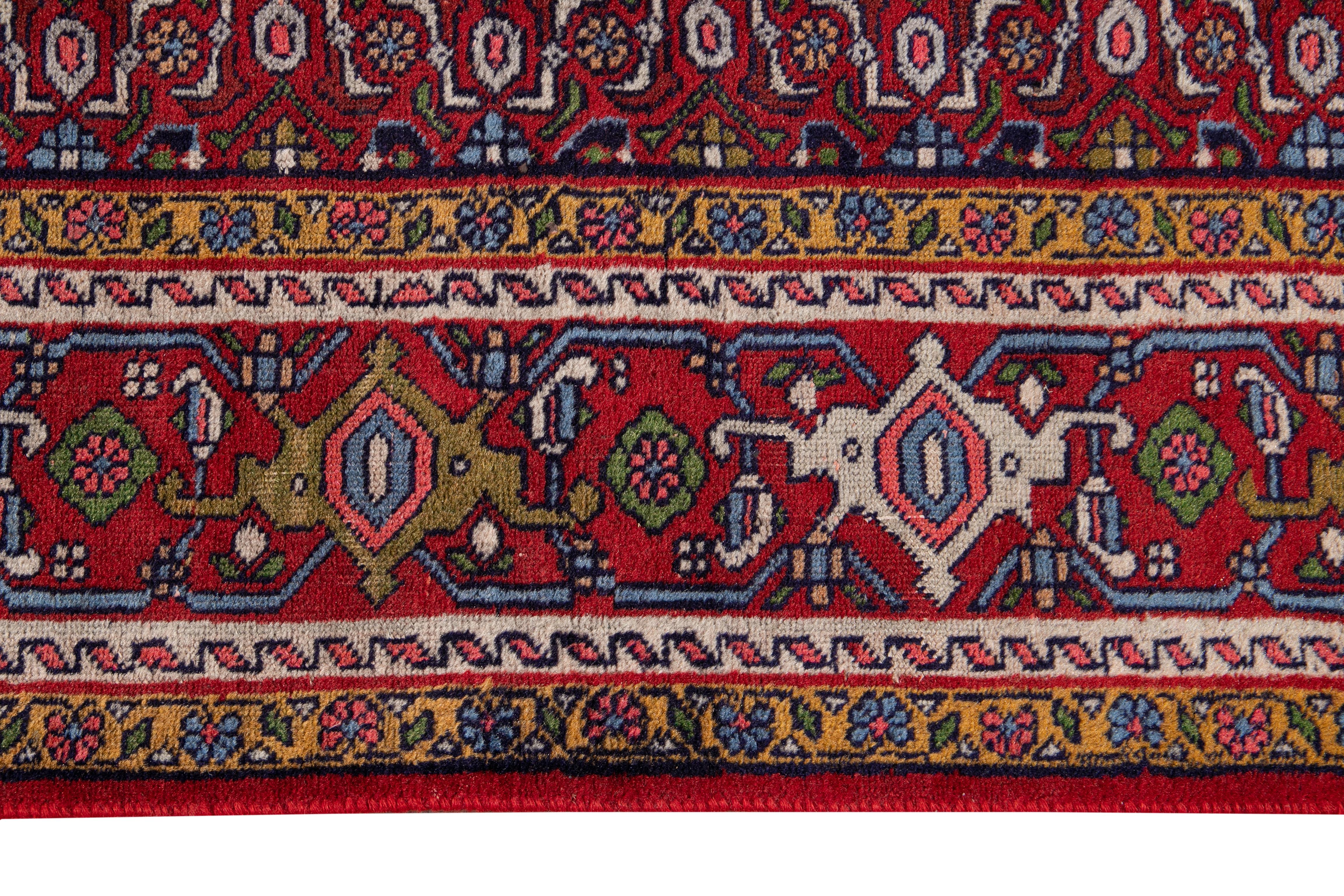 Early 20th Century Antique Bidjar Wool Rug In Excellent Condition For Sale In Norwalk, CT