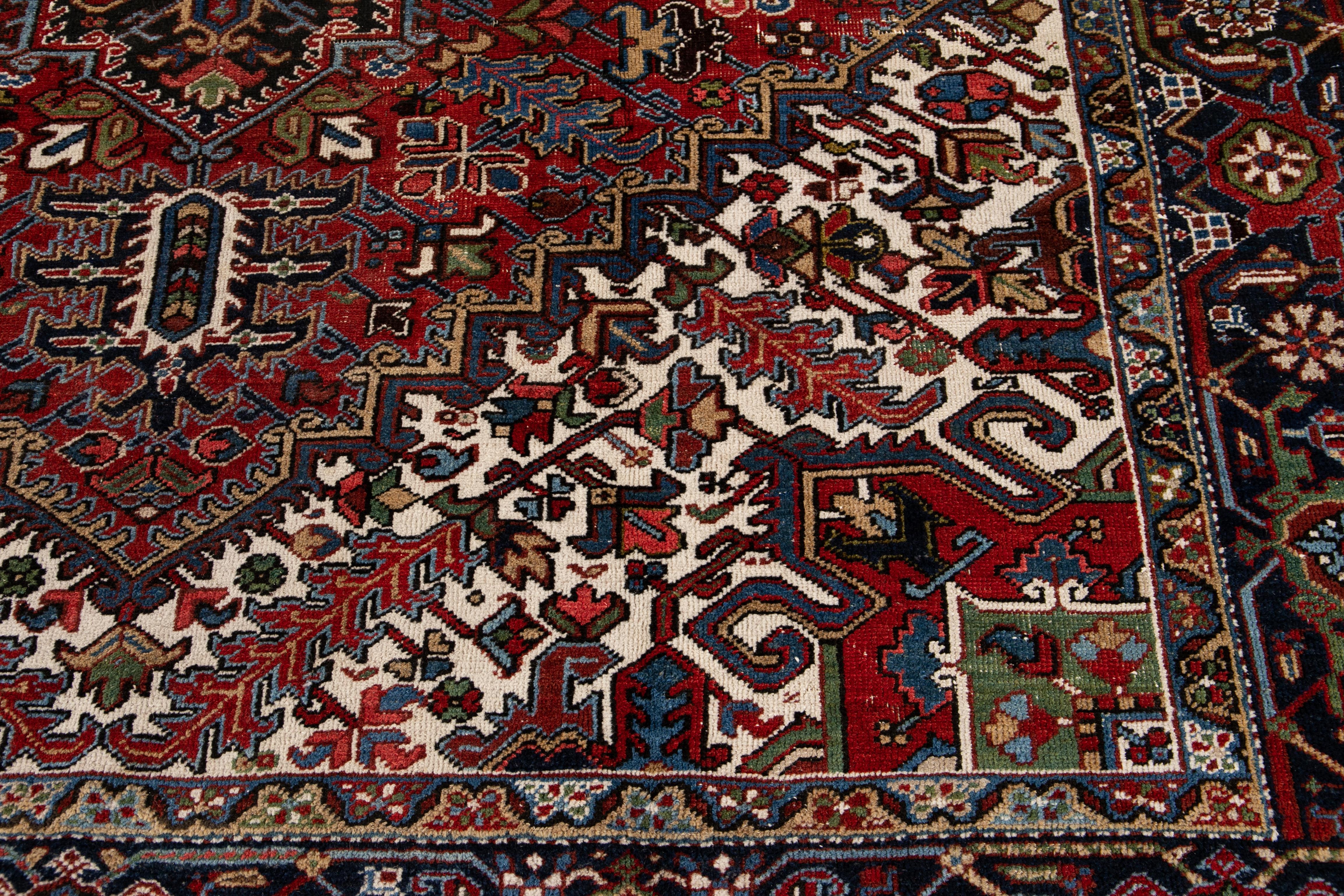 Early 20th Century Antique Heriz Wool Rug For Sale 9