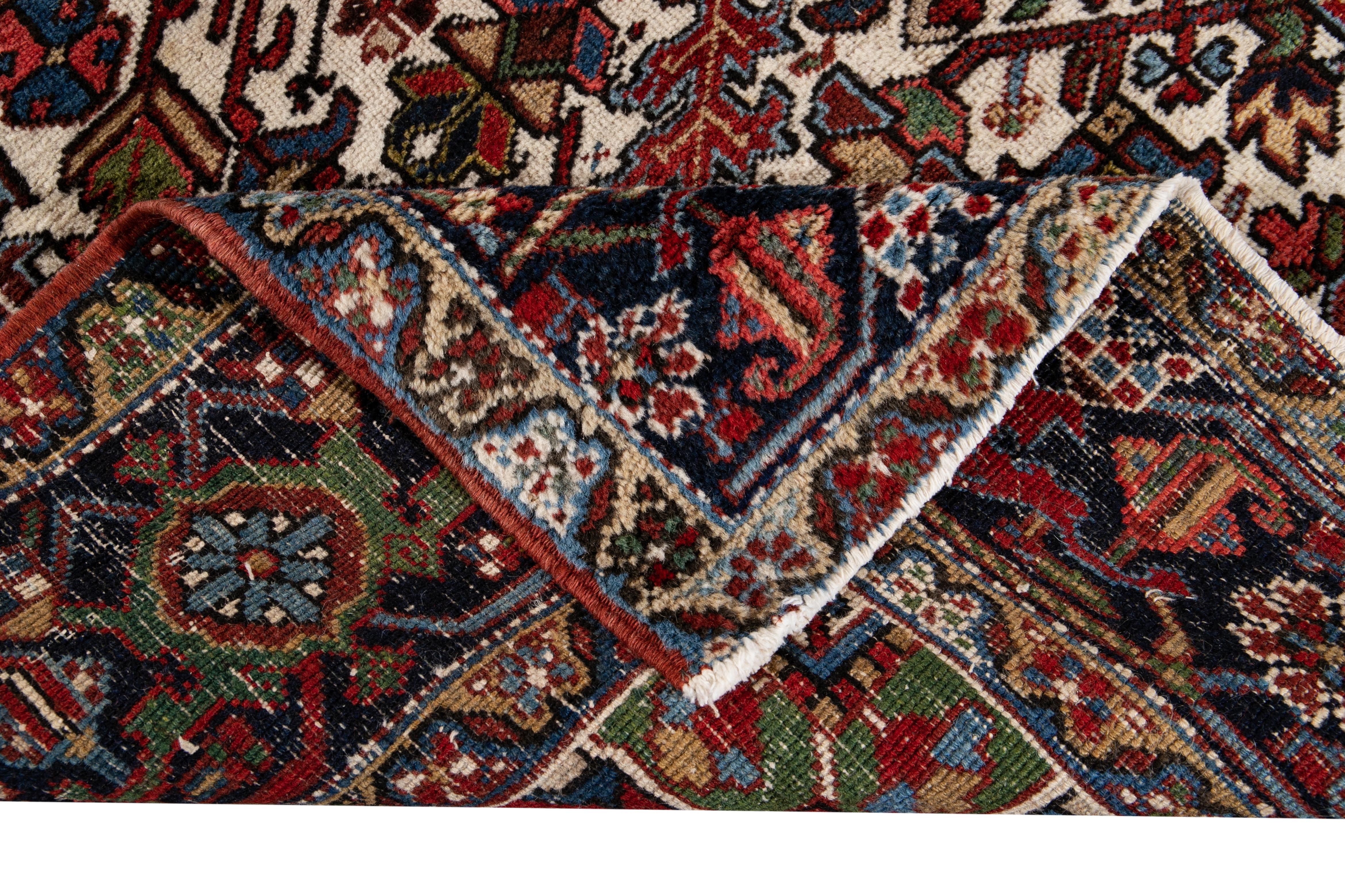 Persian Early 20th Century Antique Heriz Wool Rug For Sale