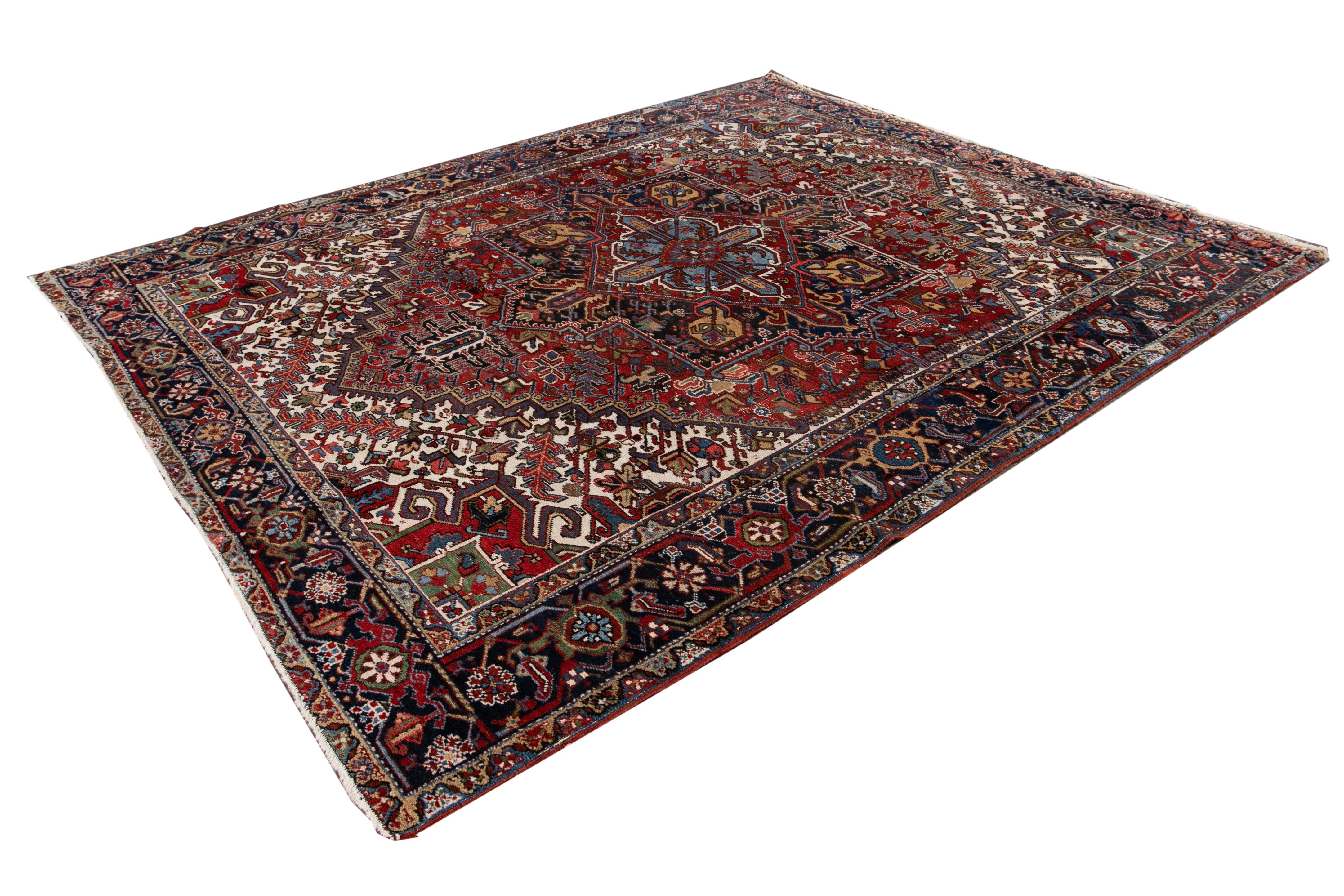 Early 20th Century Antique Heriz Wool Rug For Sale 13