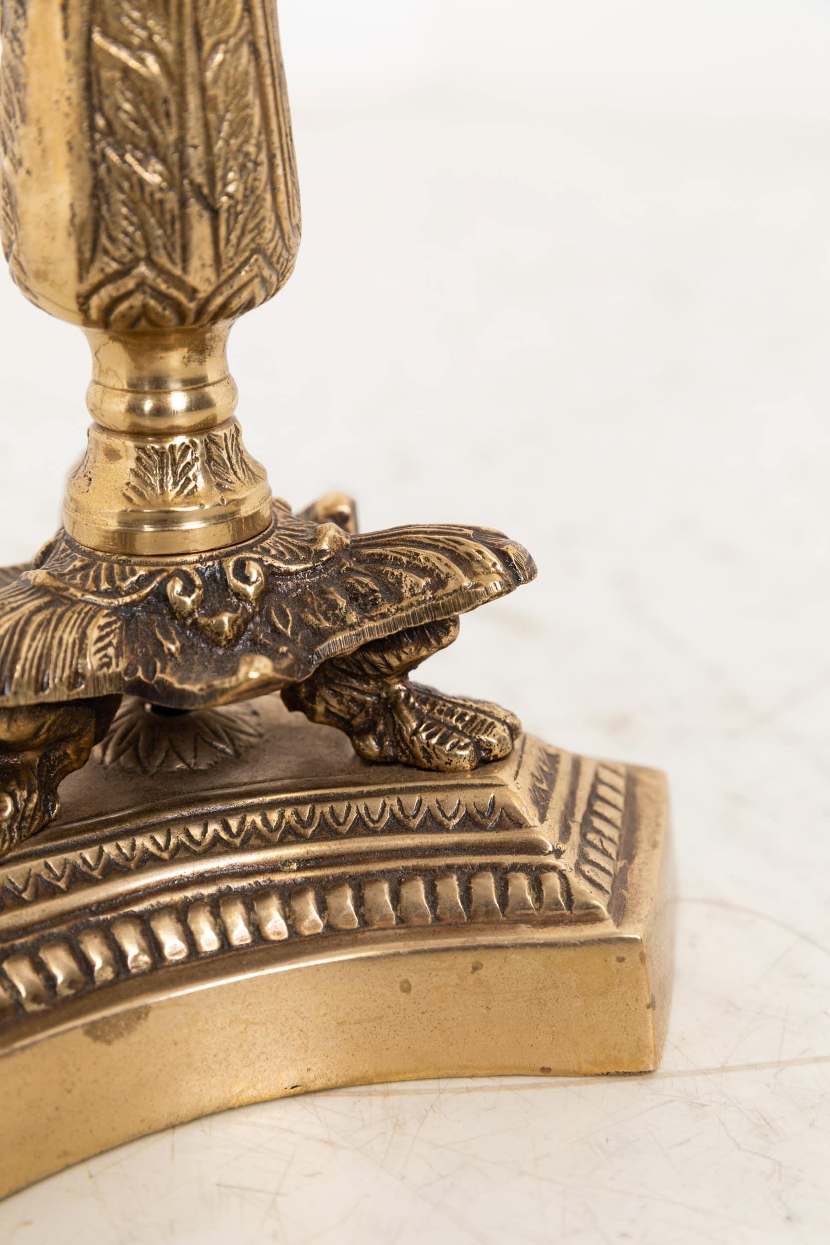 Cast Early 20th Century Antique Brass Art Nouveau Desk Table Lamp, c.1910 For Sale