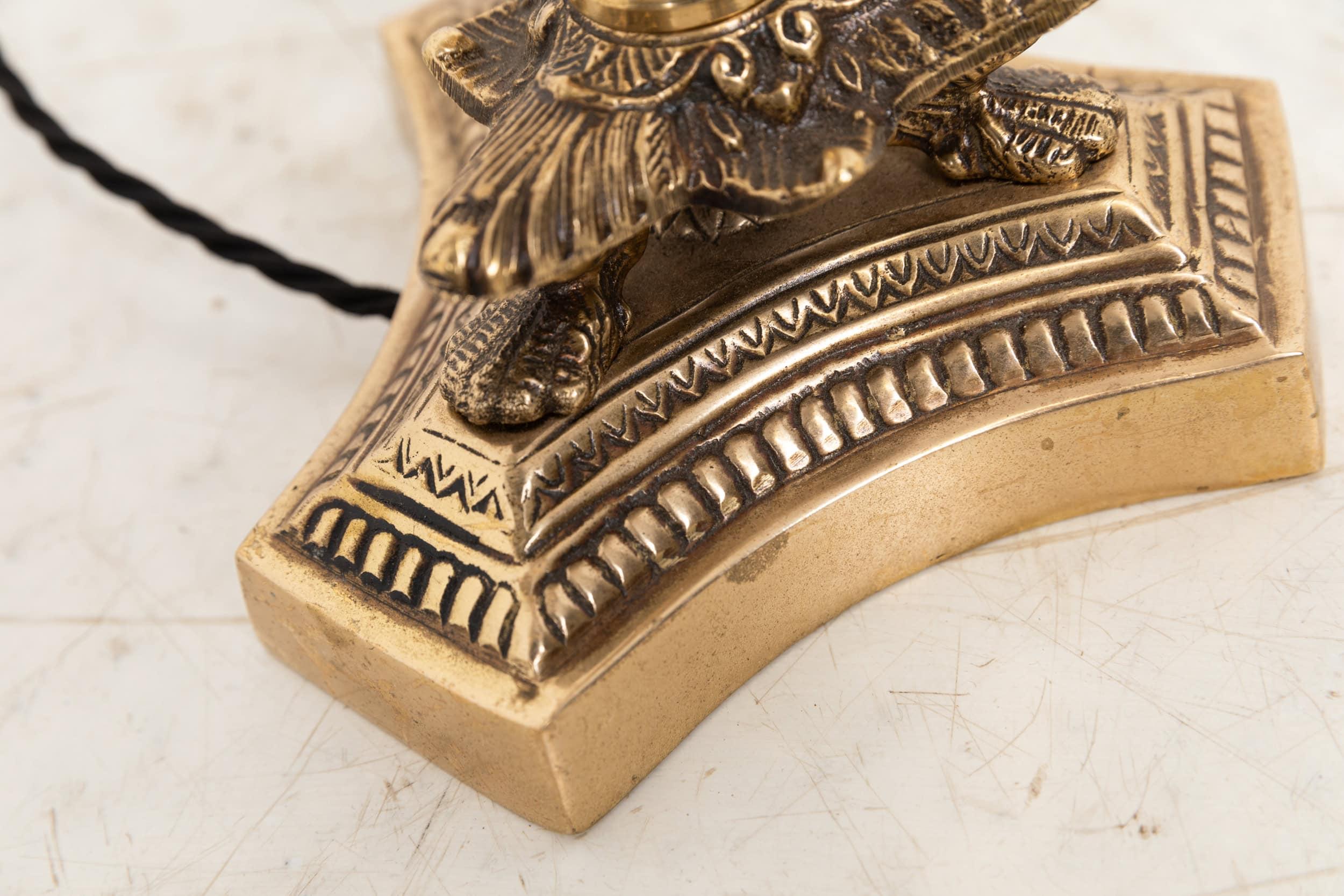 Early 20th Century Antique Brass Art Nouveau Desk Table Lamp, c.1910 In Fair Condition For Sale In London, GB