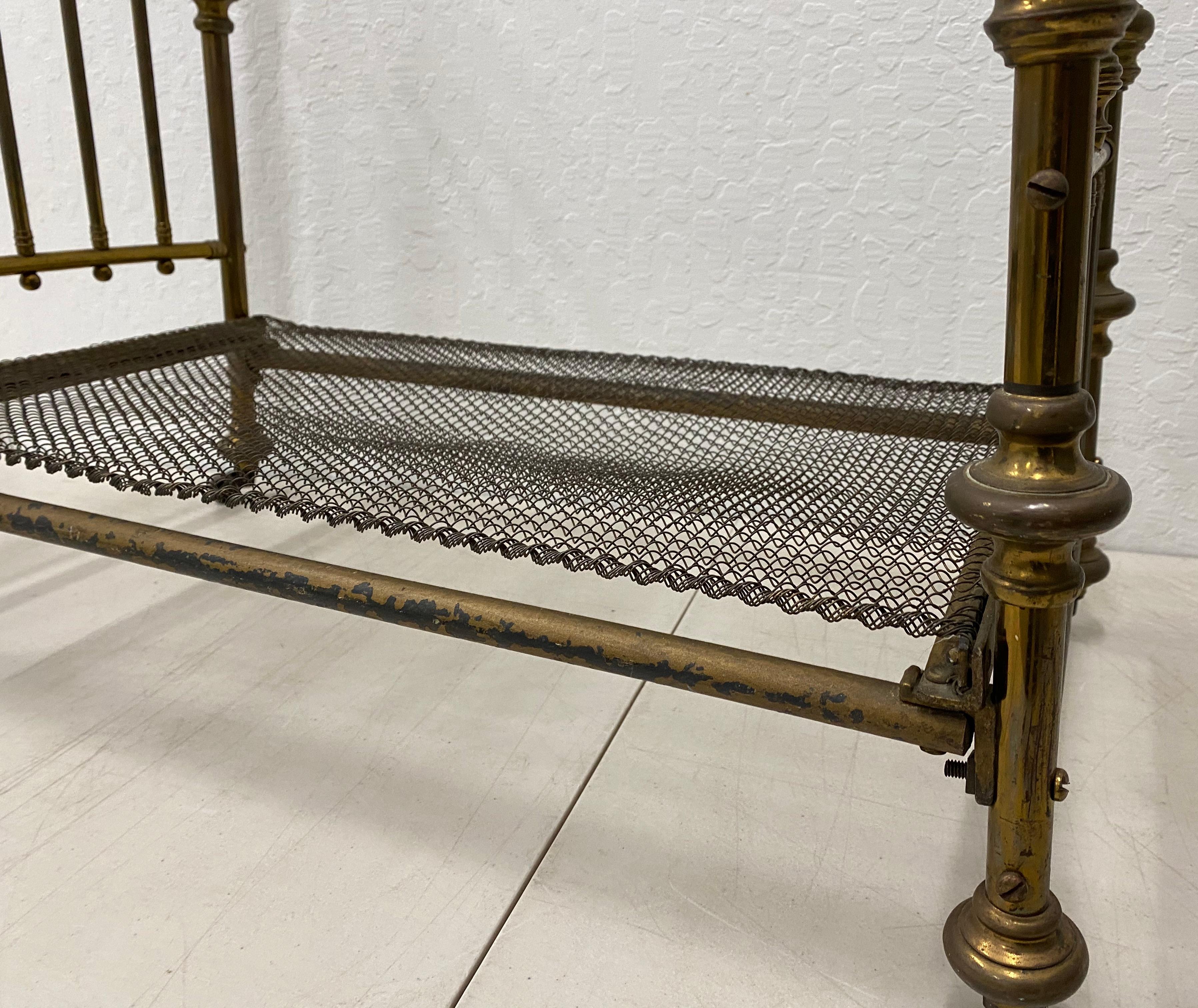 Early 20th Century Antique Brass Doll Bed, circa 1910 2