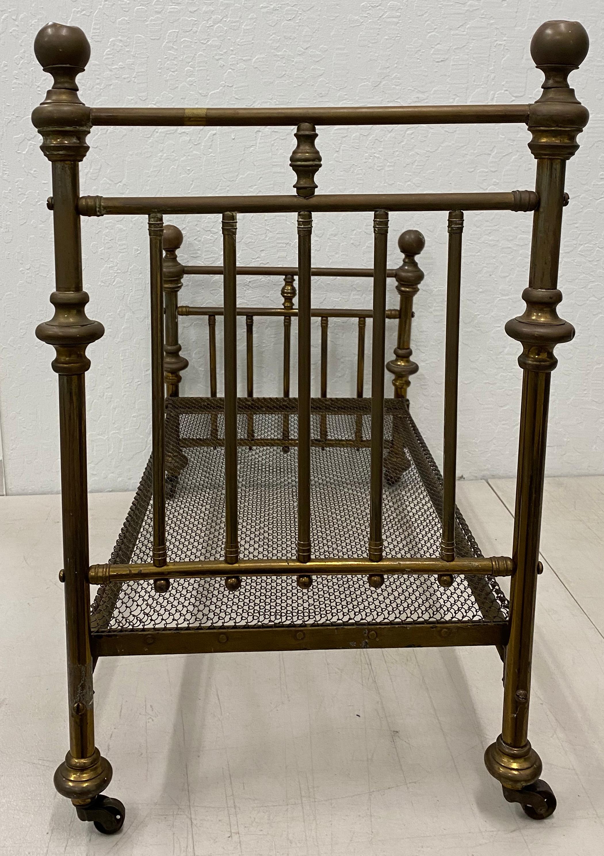 Hand-Crafted Early 20th Century Antique Brass Doll Bed, circa 1910