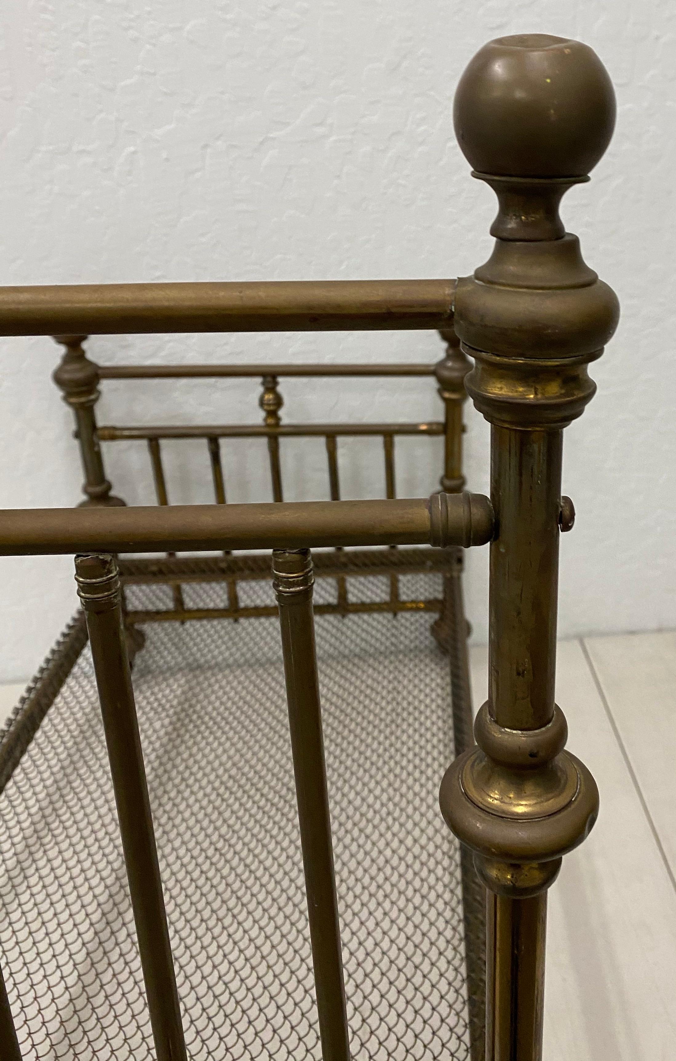Early 20th Century Antique Brass Doll Bed, circa 1910 In Good Condition In San Francisco, CA