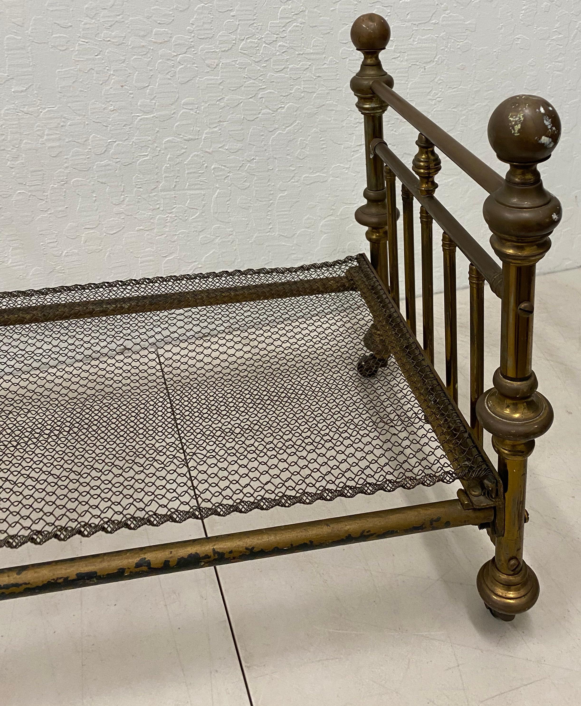 Early 20th Century Antique Brass Doll Bed, circa 1910 1
