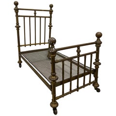 Early 20th Century Antique Brass Doll Bed, circa 1910