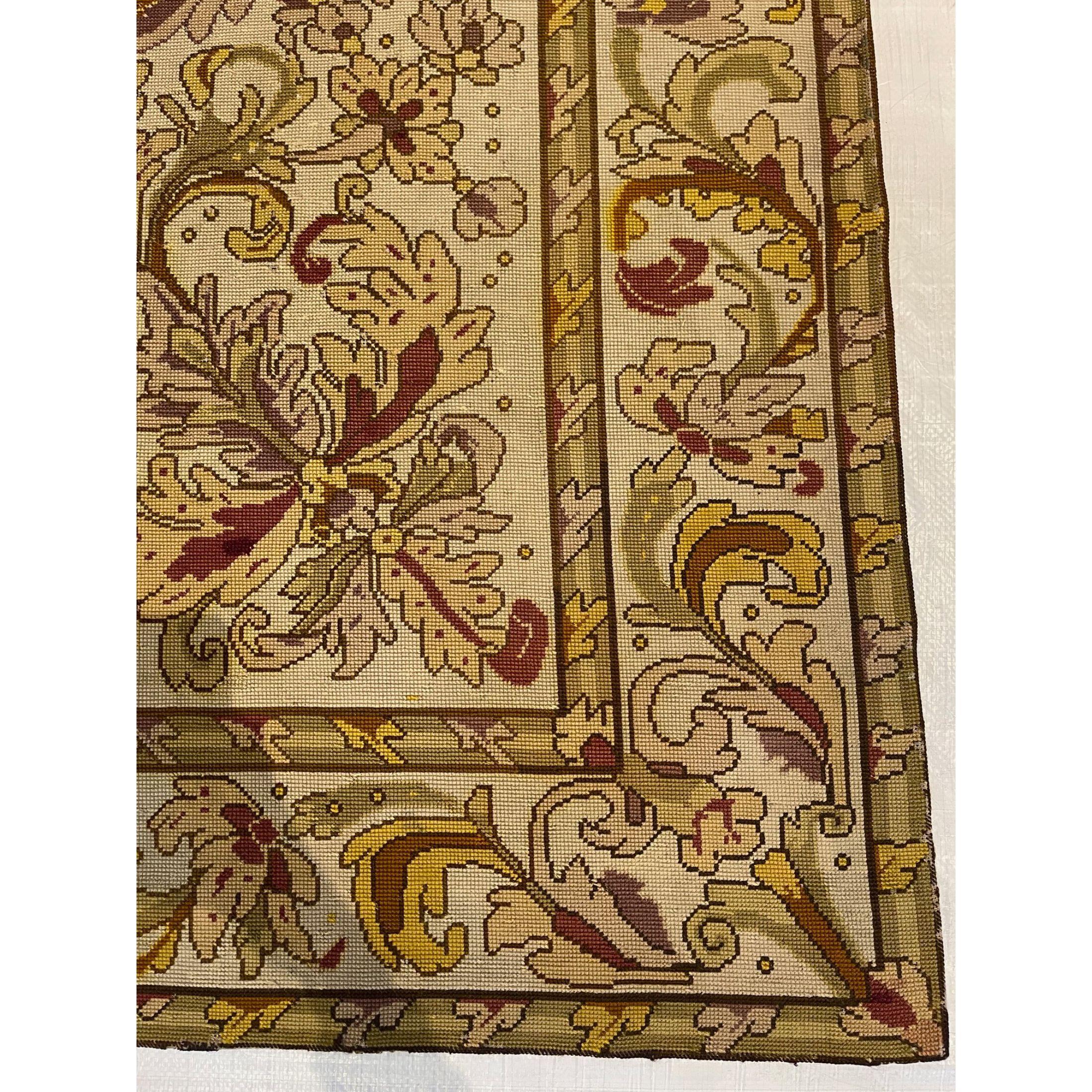 Other Early 20th Century Antique British Needlework Rug For Sale