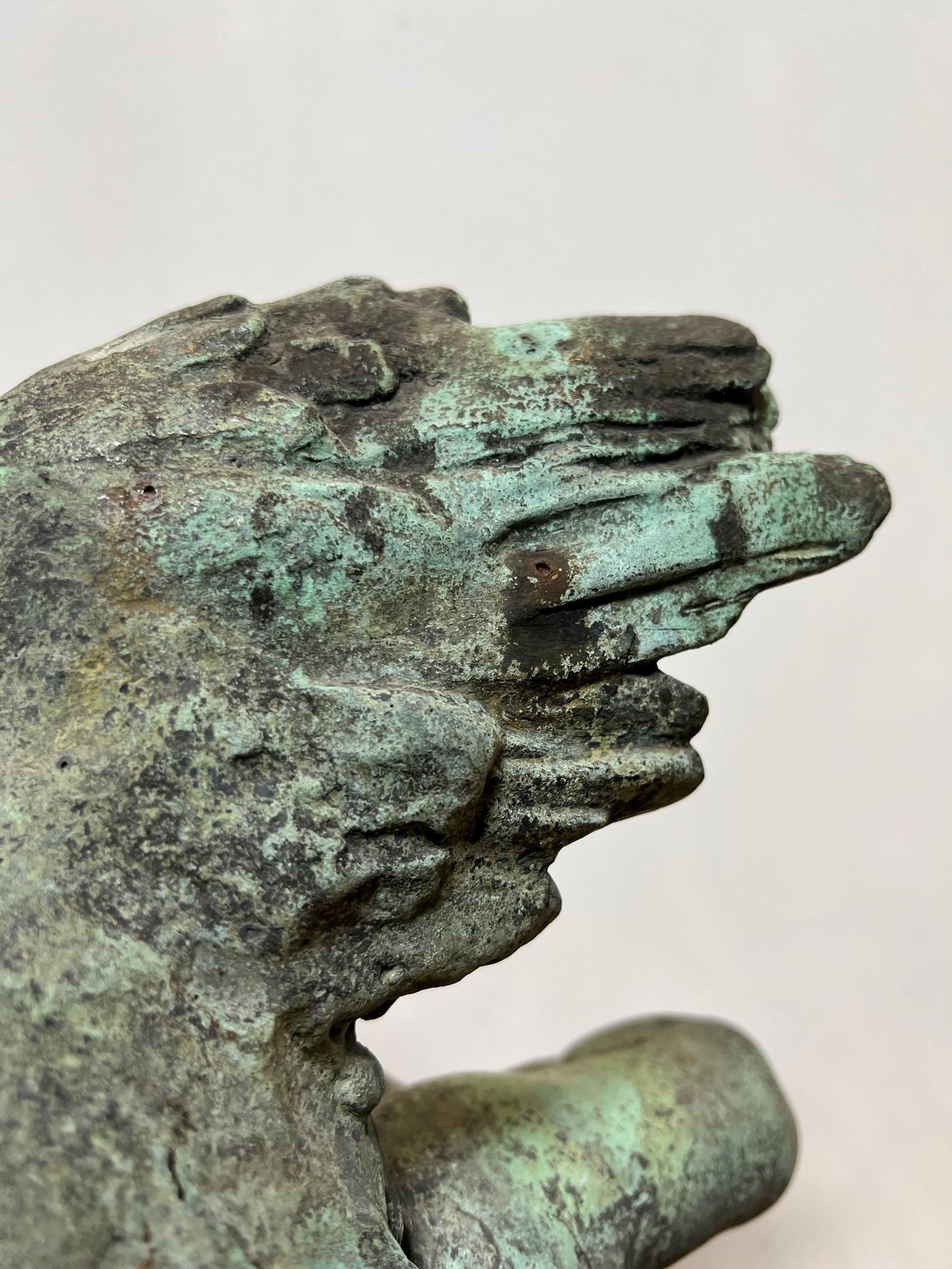 Antike Bronze-boy mit Gänseblümchen-Gartenstatue und Brunnenplatte aus dem frühen 20. Jahrhundert   im Angebot 11