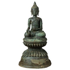 Early 20th century Antique bronze Burmese Buddha statue from Burma