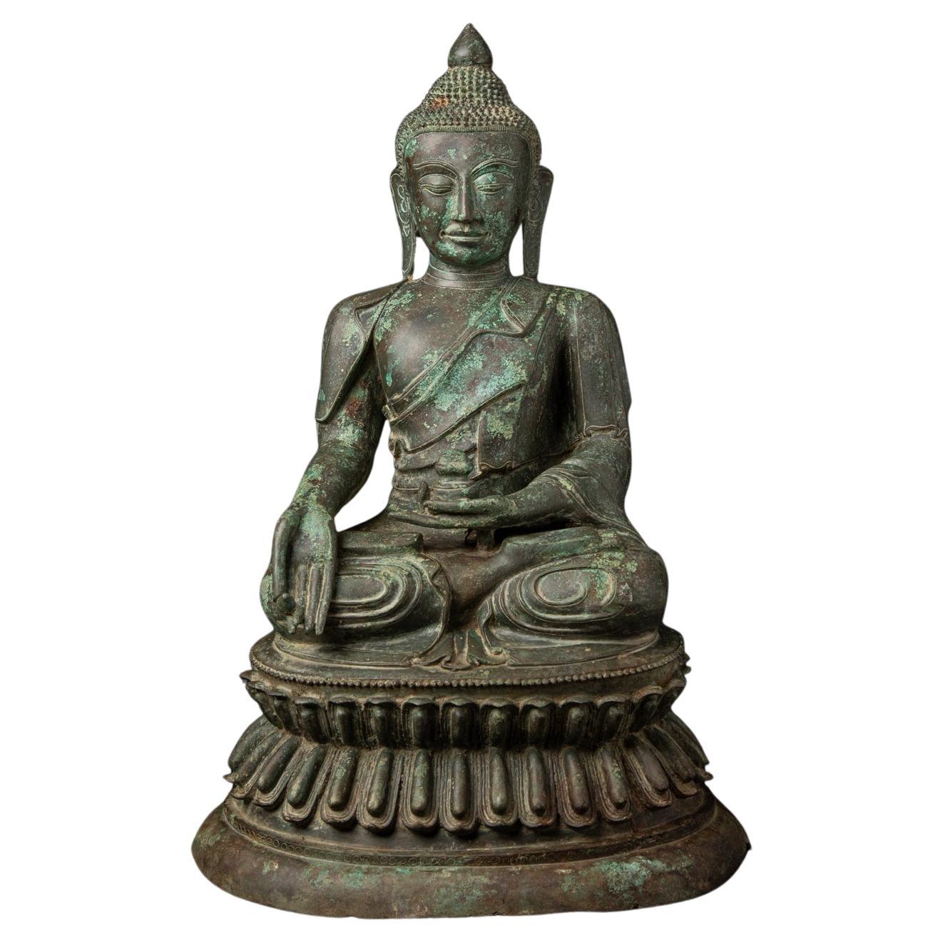 Antike burmesische Buddha-Statue aus Bronze aus Burma aus dem frühen 20. Jahrhundert