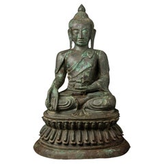 Statua di Buddha birmano in bronzo antico dell'inizio del XX secolo