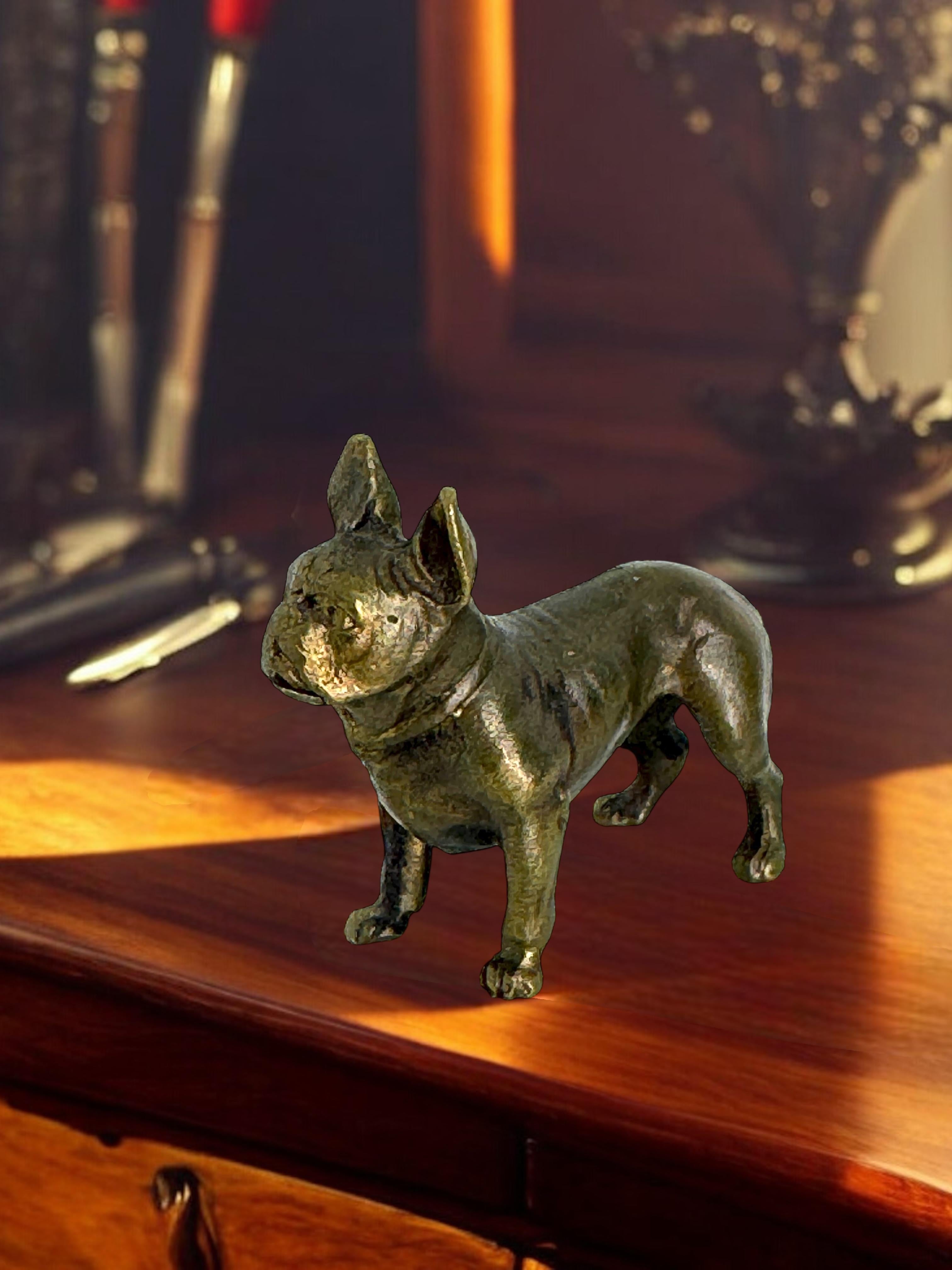 Début du 20ème siècle Bronze Antique French Bulldog Figurine Frenchie Statue en vente 4