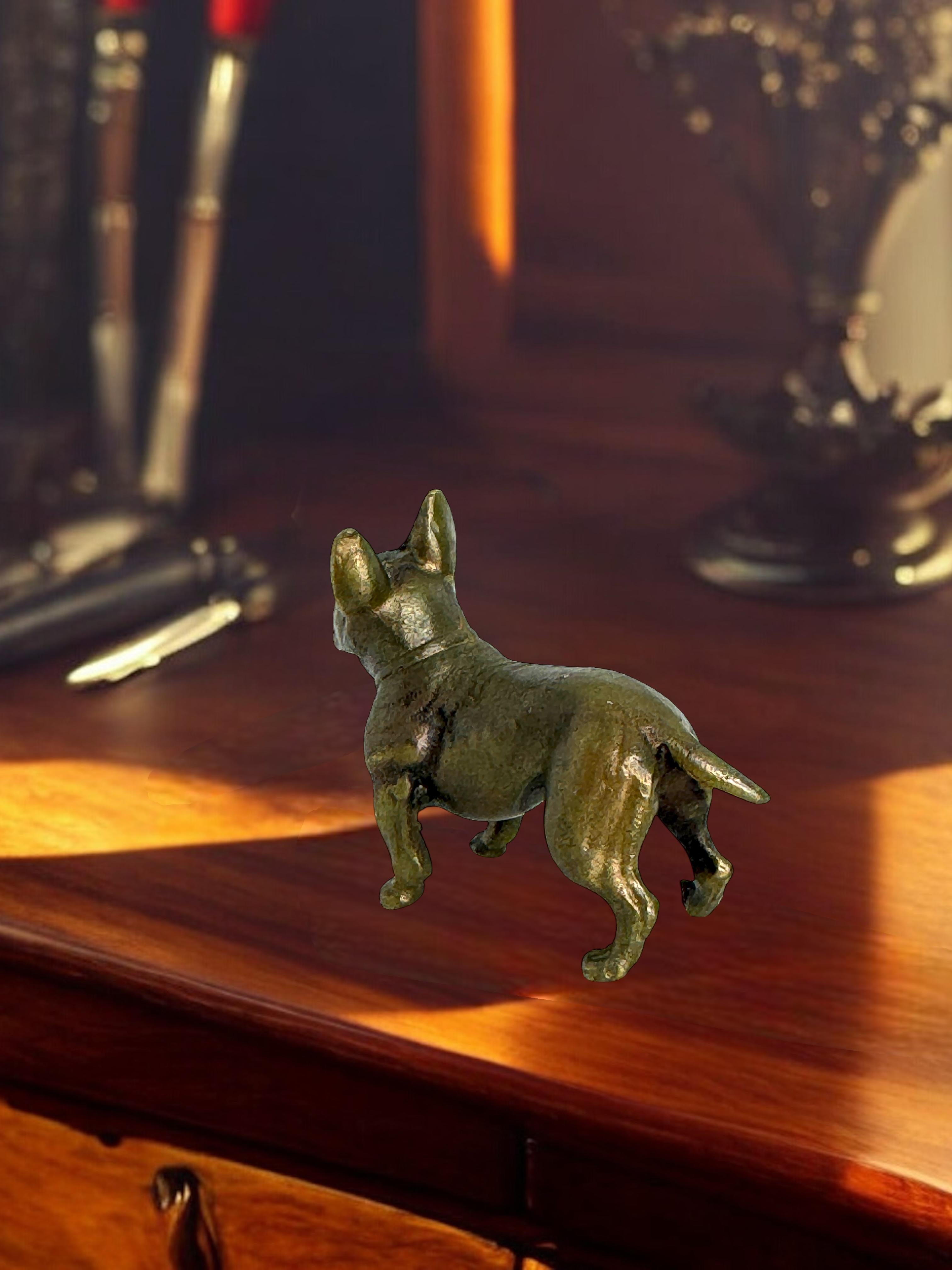 Début du 20ème siècle Bronze Antique French Bulldog Figurine Frenchie Statue en vente 7