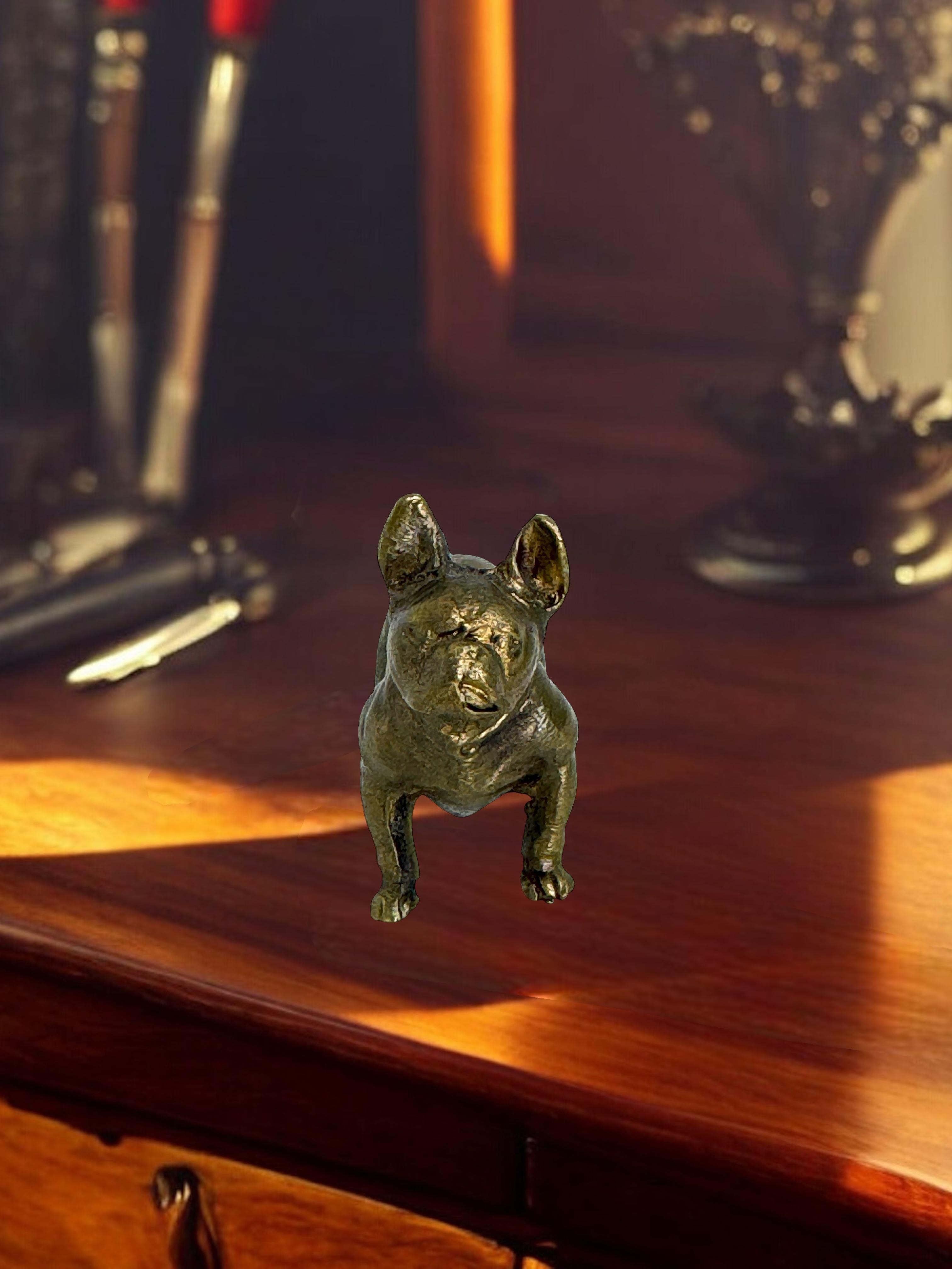 Début du 20ème siècle Bronze Antique French Bulldog Figurine Frenchie Statue en vente 10