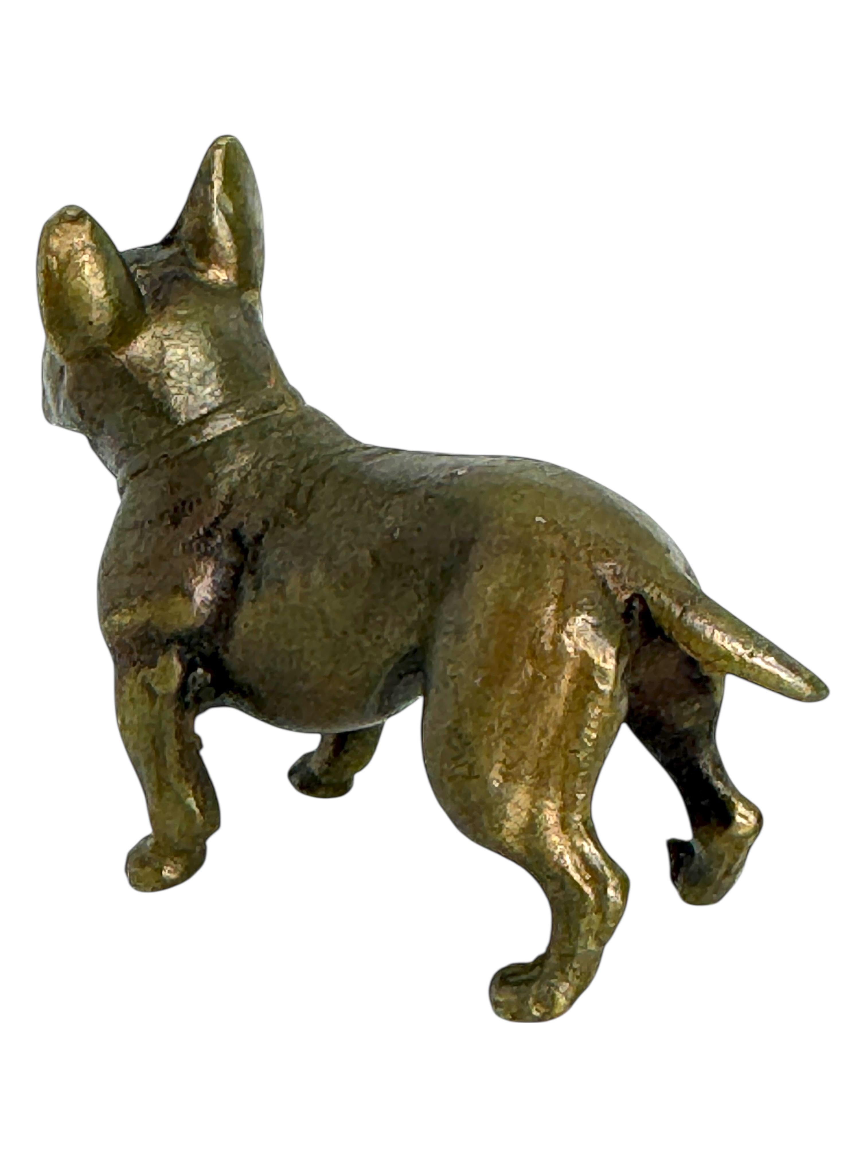 Peint à la main Début du 20ème siècle Bronze Antique French Bulldog Figurine Frenchie Statue en vente