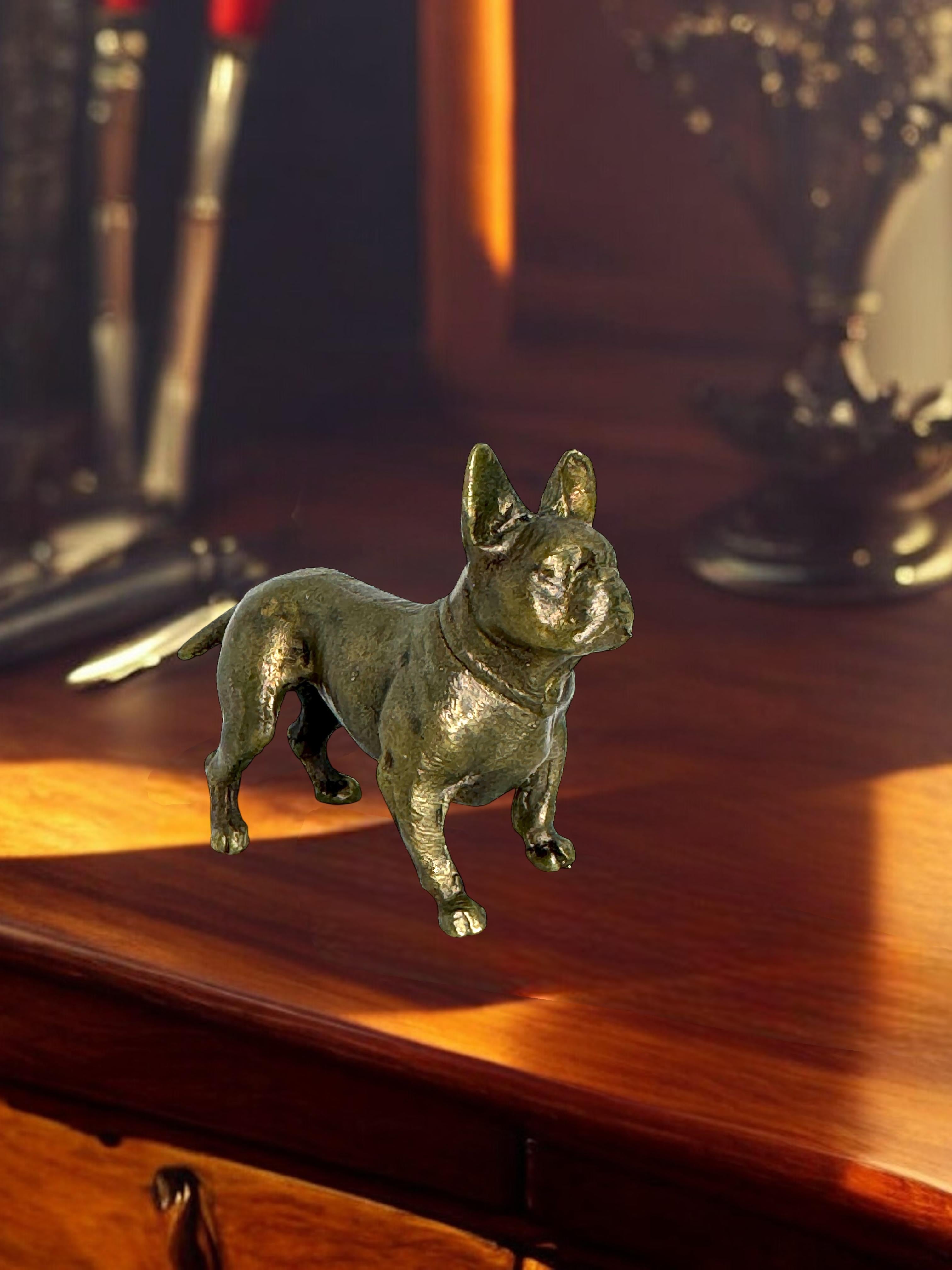 Début du 20ème siècle Bronze Antique French Bulldog Figurine Frenchie Statue en vente 3