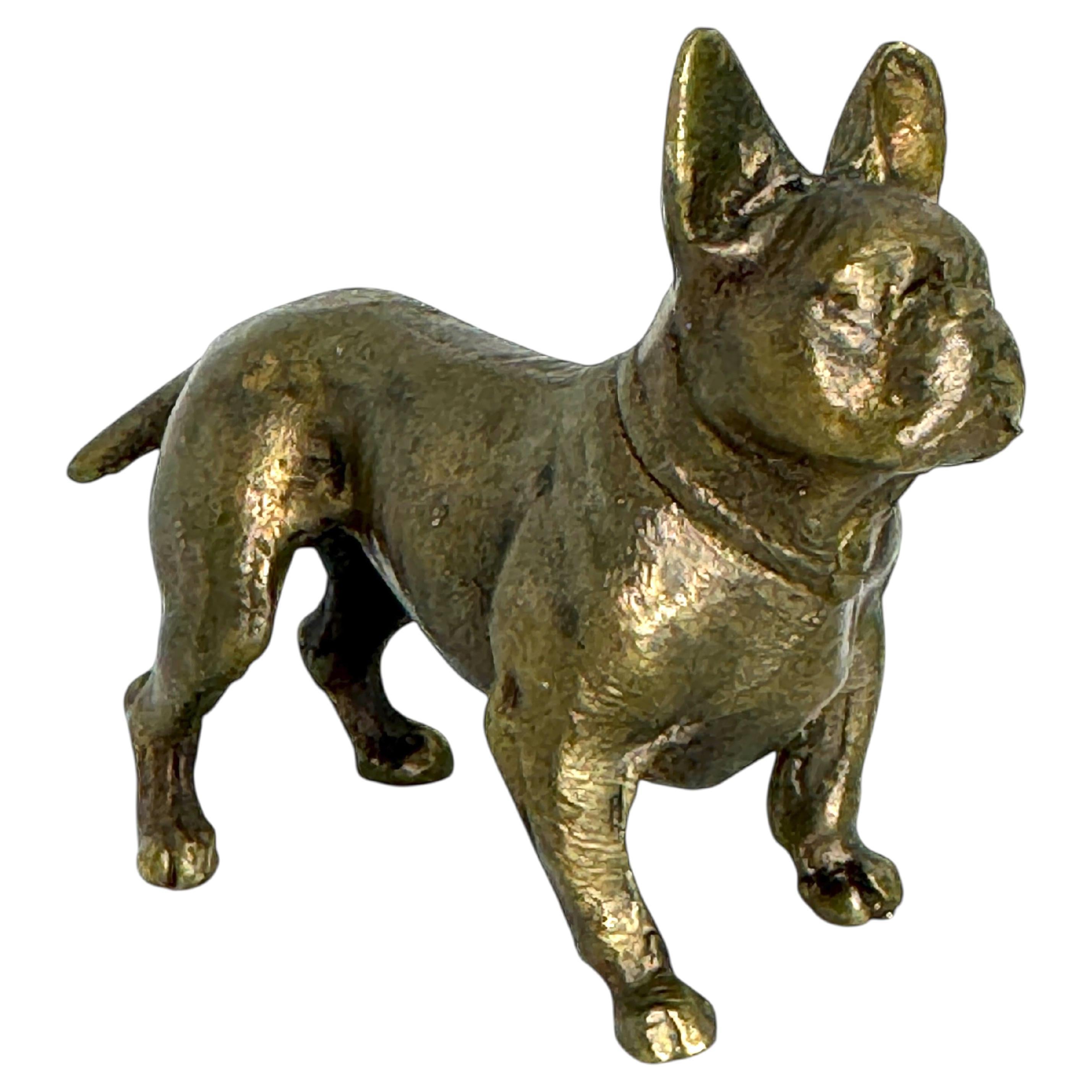 Début du 20ème siècle Bronze Antique French Bulldog Figurine Frenchie Statue