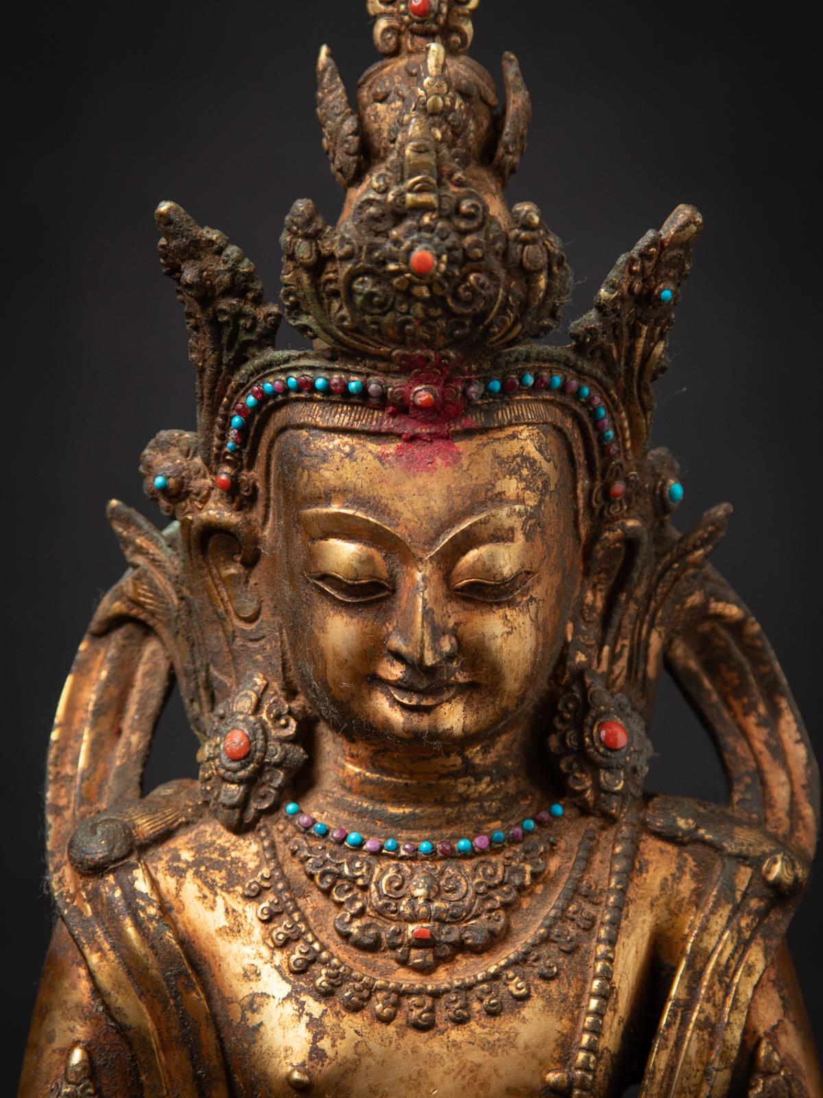 Burmese Early 20th century Antique bronze Nepali Aparmita Buddha statue For Sale