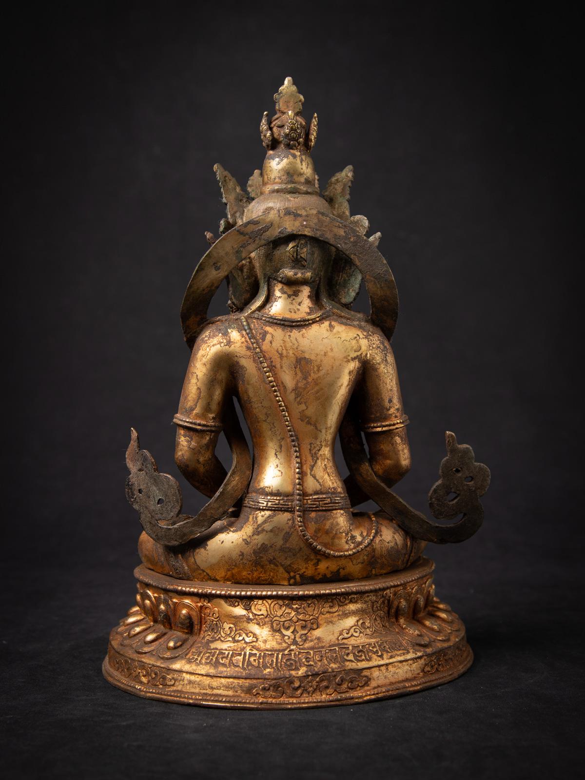 Early 20th century Antique bronze Nepali Aparmita Buddha statue For Sale 3