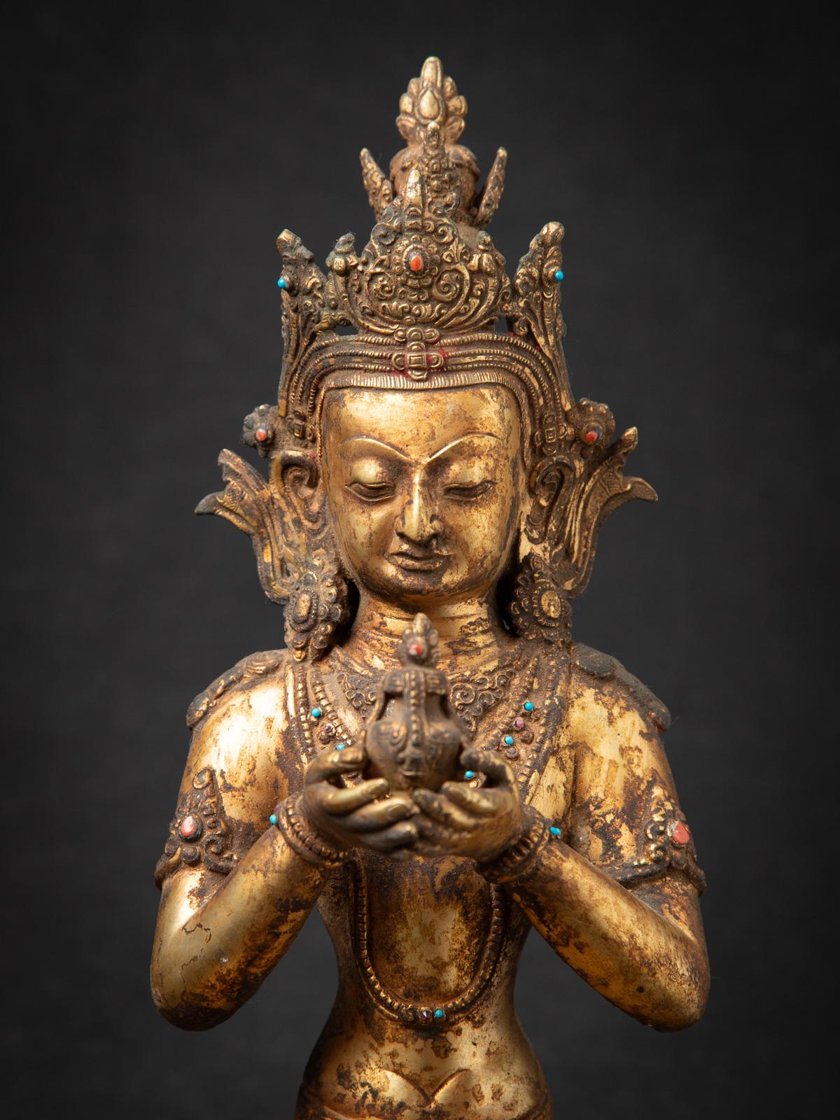 Début du 20e siècle Statue népalaise Aparmita Budha en bronze ancien en vente 4
