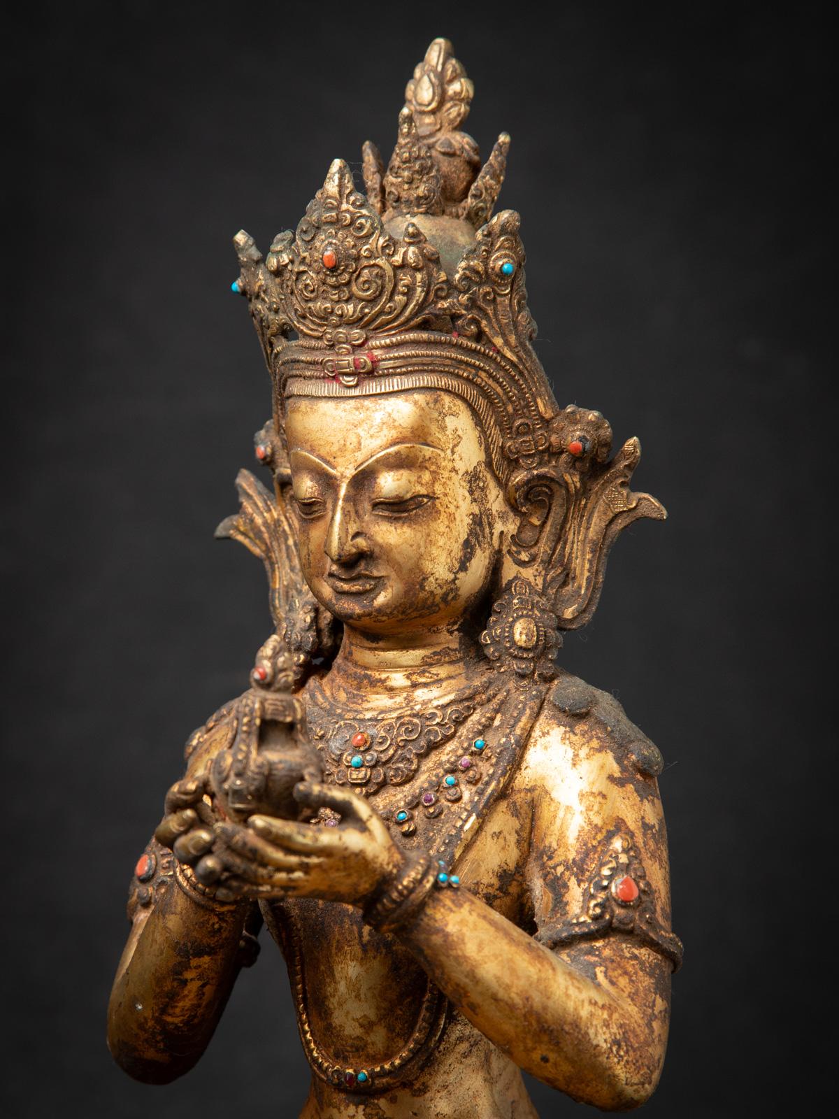 Début du 20e siècle Statue népalaise Aparmita Budha en bronze ancien en vente 5