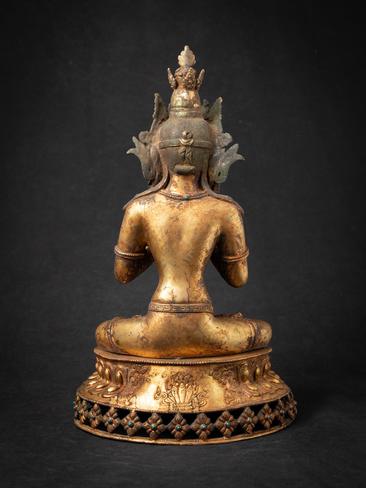 Début du 20e siècle Statue népalaise Aparmita Budha en bronze ancien Bon état - En vente à DEVENTER, NL