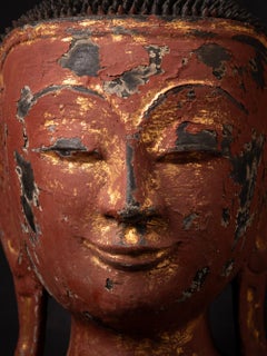Early 20th century antique Burmese Buddha head in Shan (Tai Yai) style