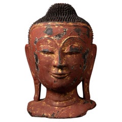 Early 20th century antique Burmese Buddha head in Shan (Tai Yai) style