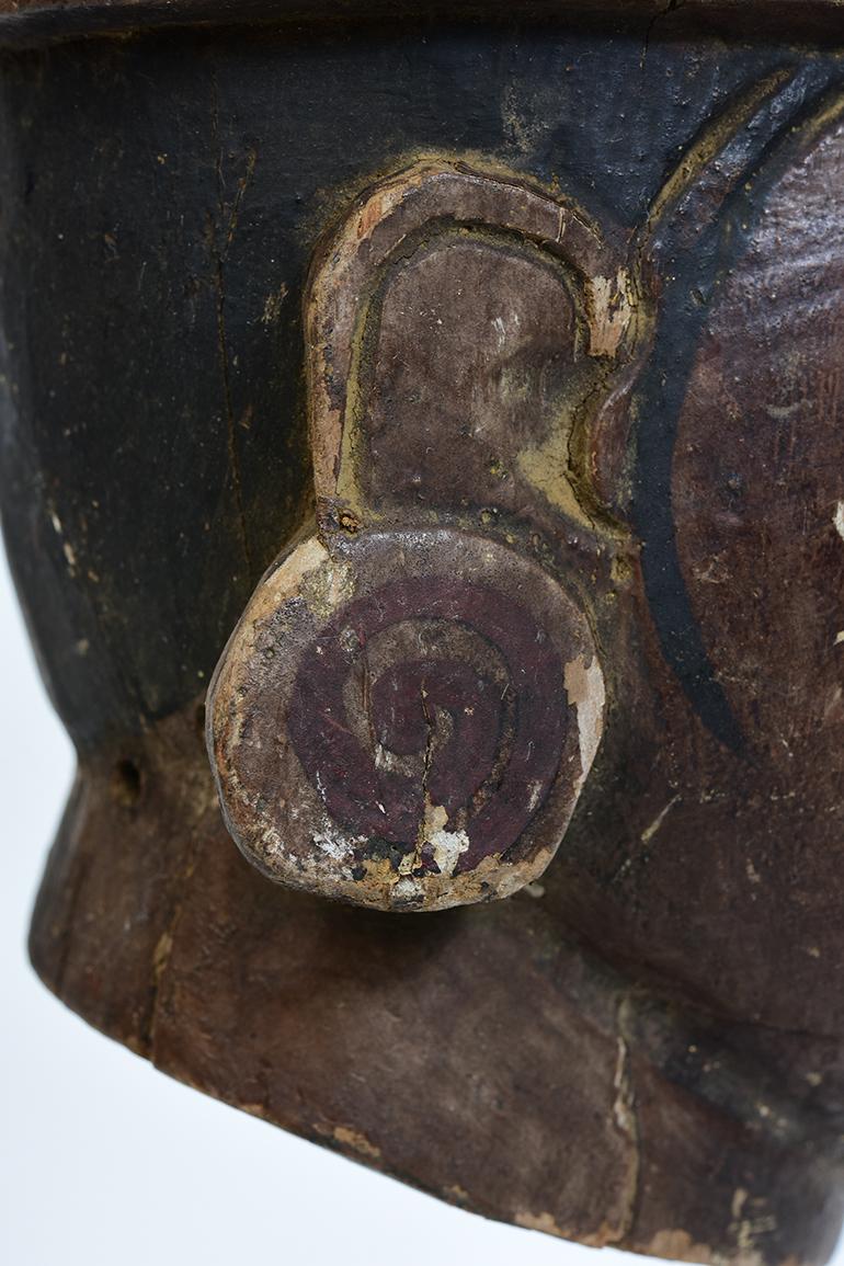 Early 20th Century, Antique Burmese Wooden Puppet Head with Stand For Sale 5