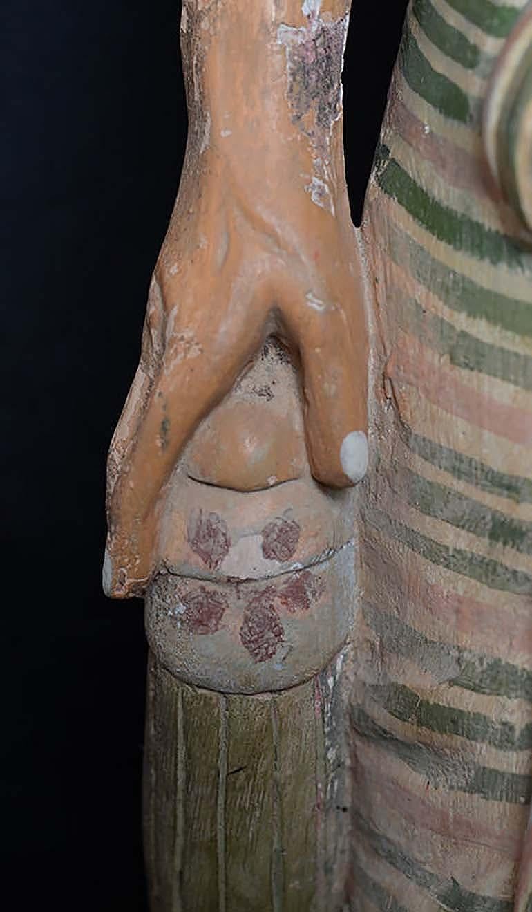 Early 20th Century, Antique Burmese Wooden Standing Old Man For Sale 1