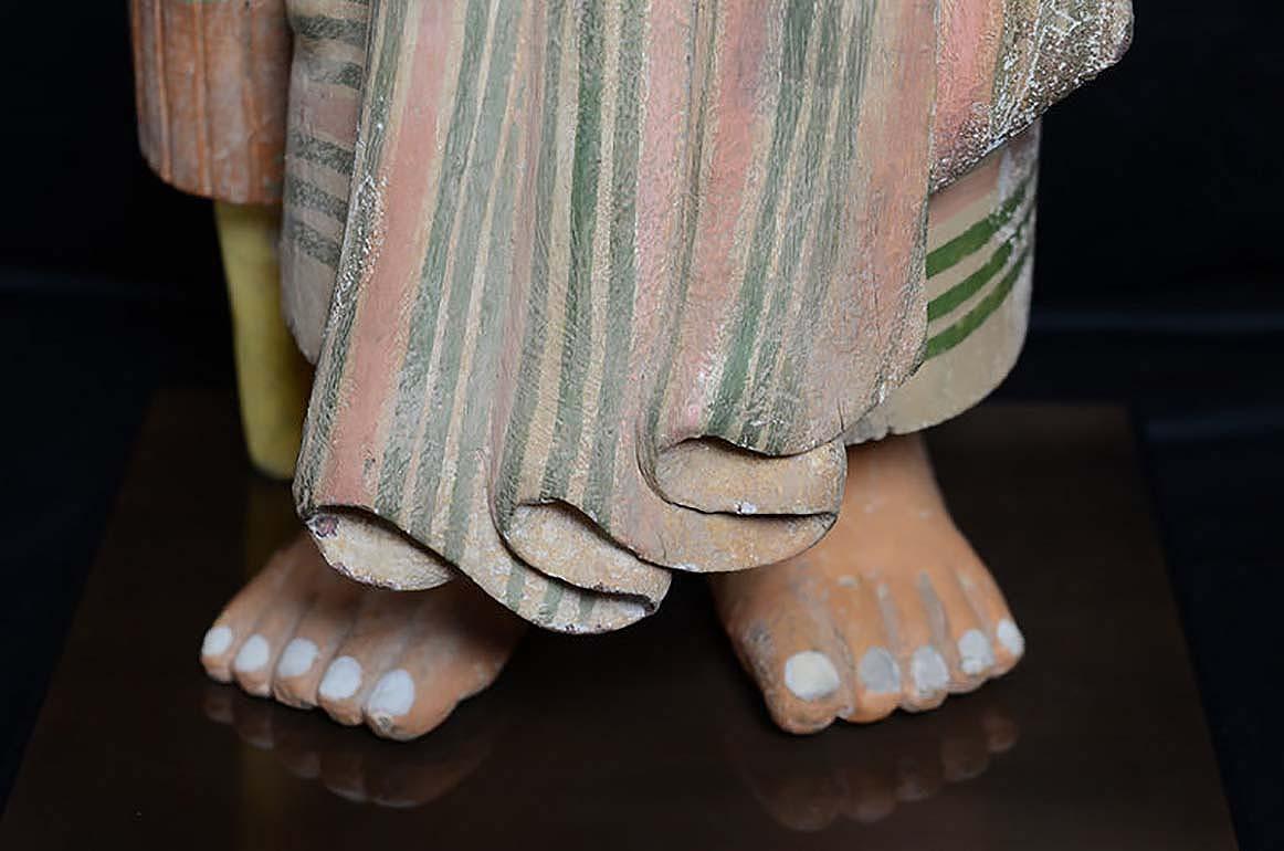 Early 20th Century, Antique Burmese Wooden Standing Old Man For Sale 3