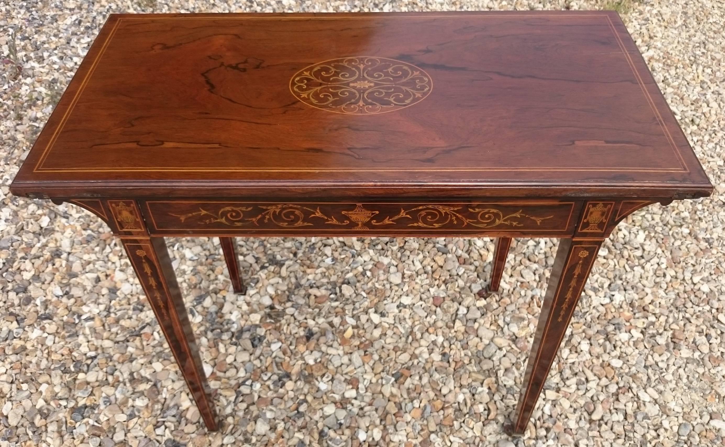 Edwardian Early 20th Century Antique Card Table with Fine Inlaid Decoration