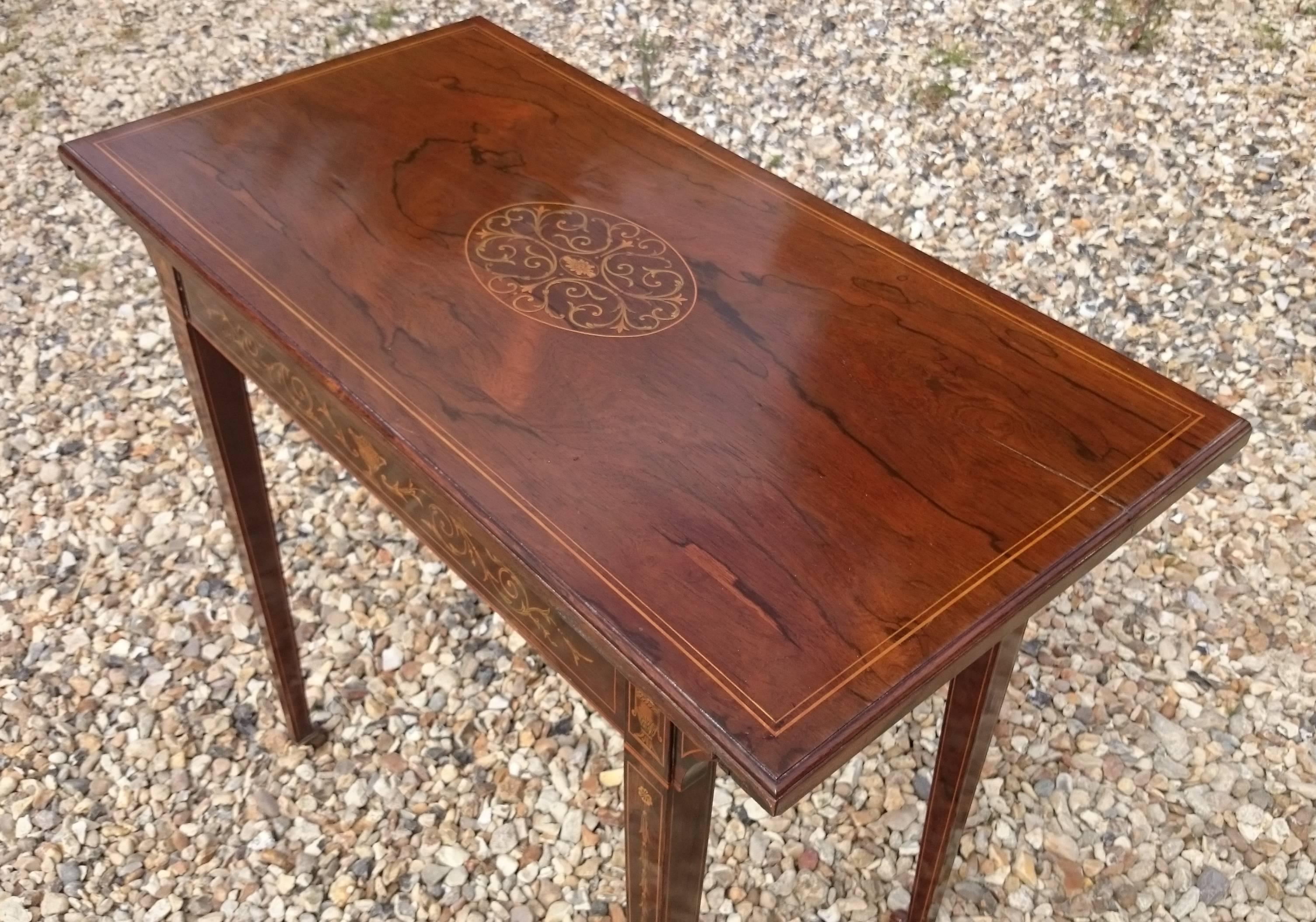 British Early 20th Century Antique Card Table with Fine Inlaid Decoration