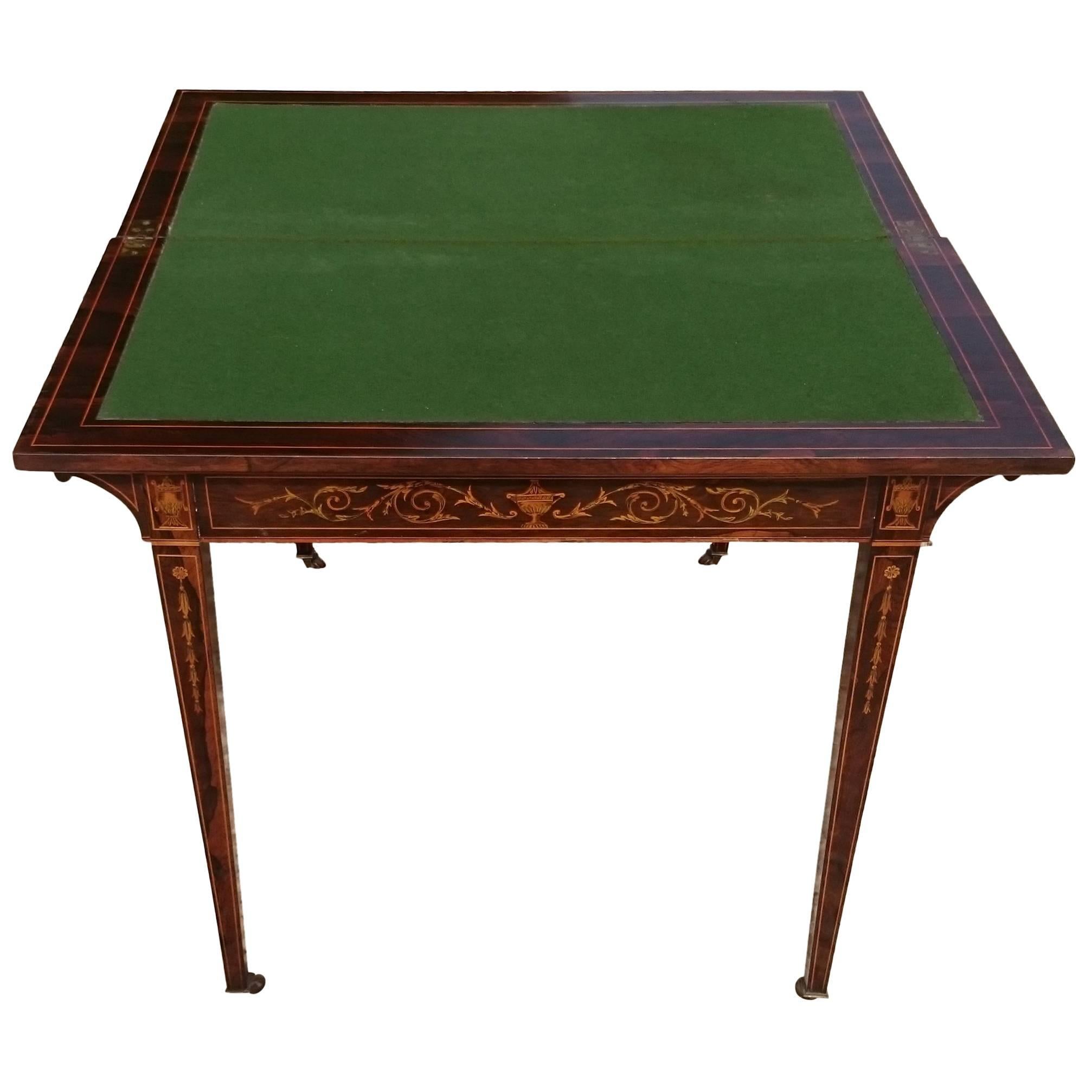 Early 20th Century Antique Card Table with Fine Inlaid Decoration