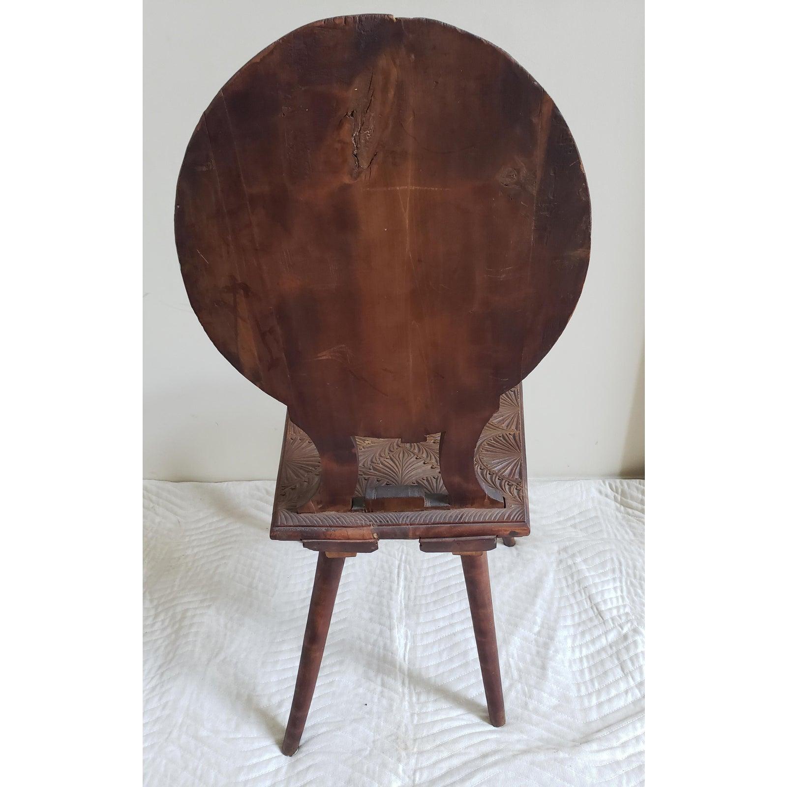 American Early 20th Century Antique Carved Wood Chair For Sale
