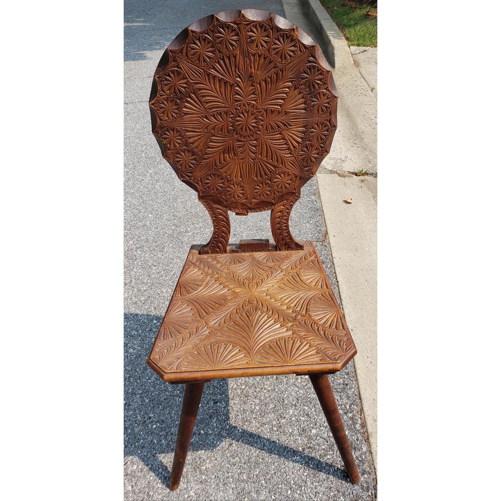 Early 20th Century Antique Carved Wood Chair In Good Condition For Sale In Germantown, MD